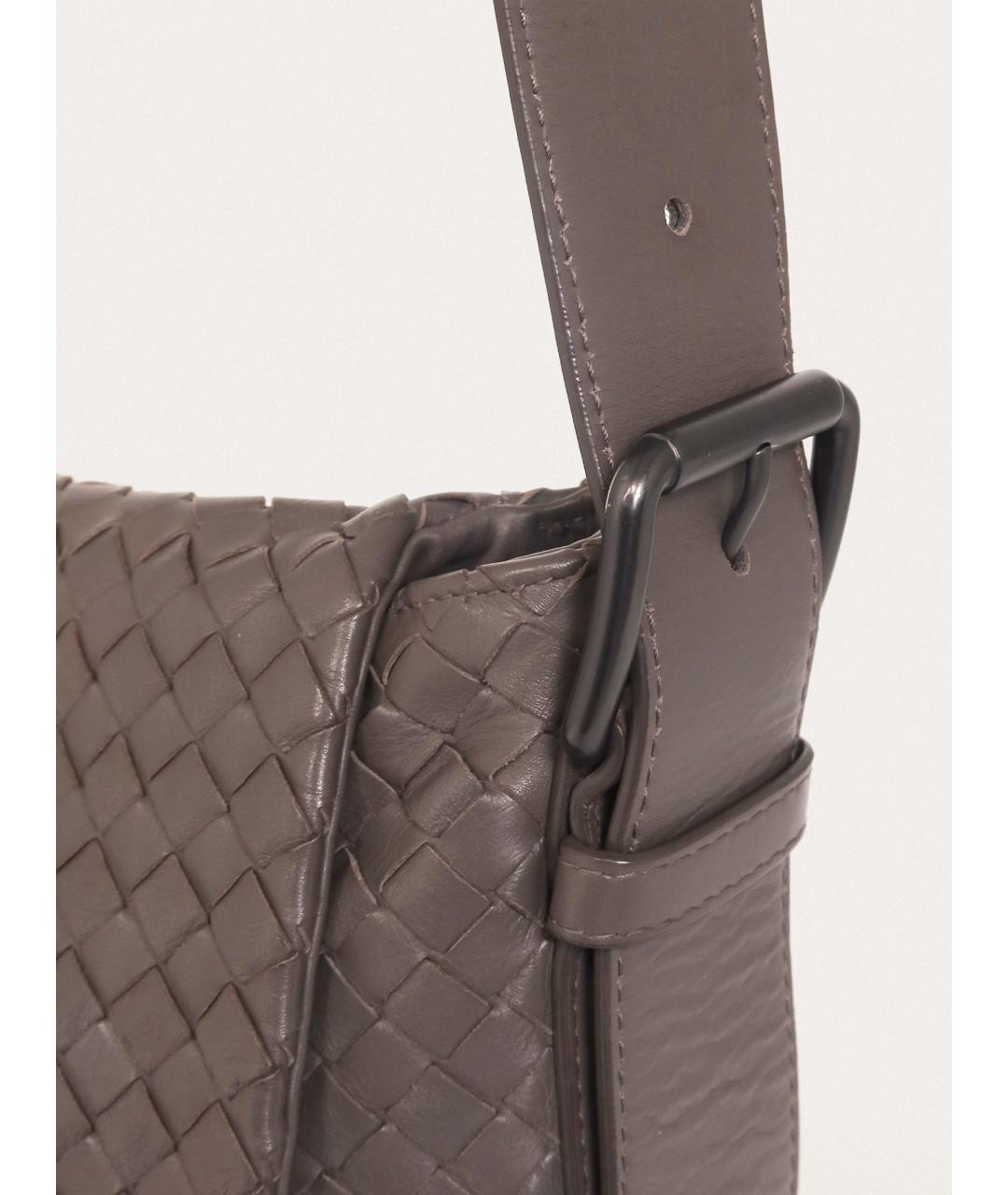 BOTTEGA VENETA Серая кожаная сумка на плечо, фото 5