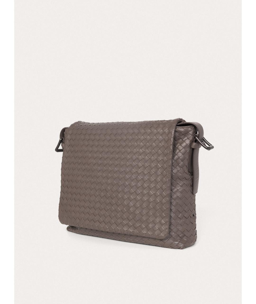 BOTTEGA VENETA Серая кожаная сумка на плечо, фото 2