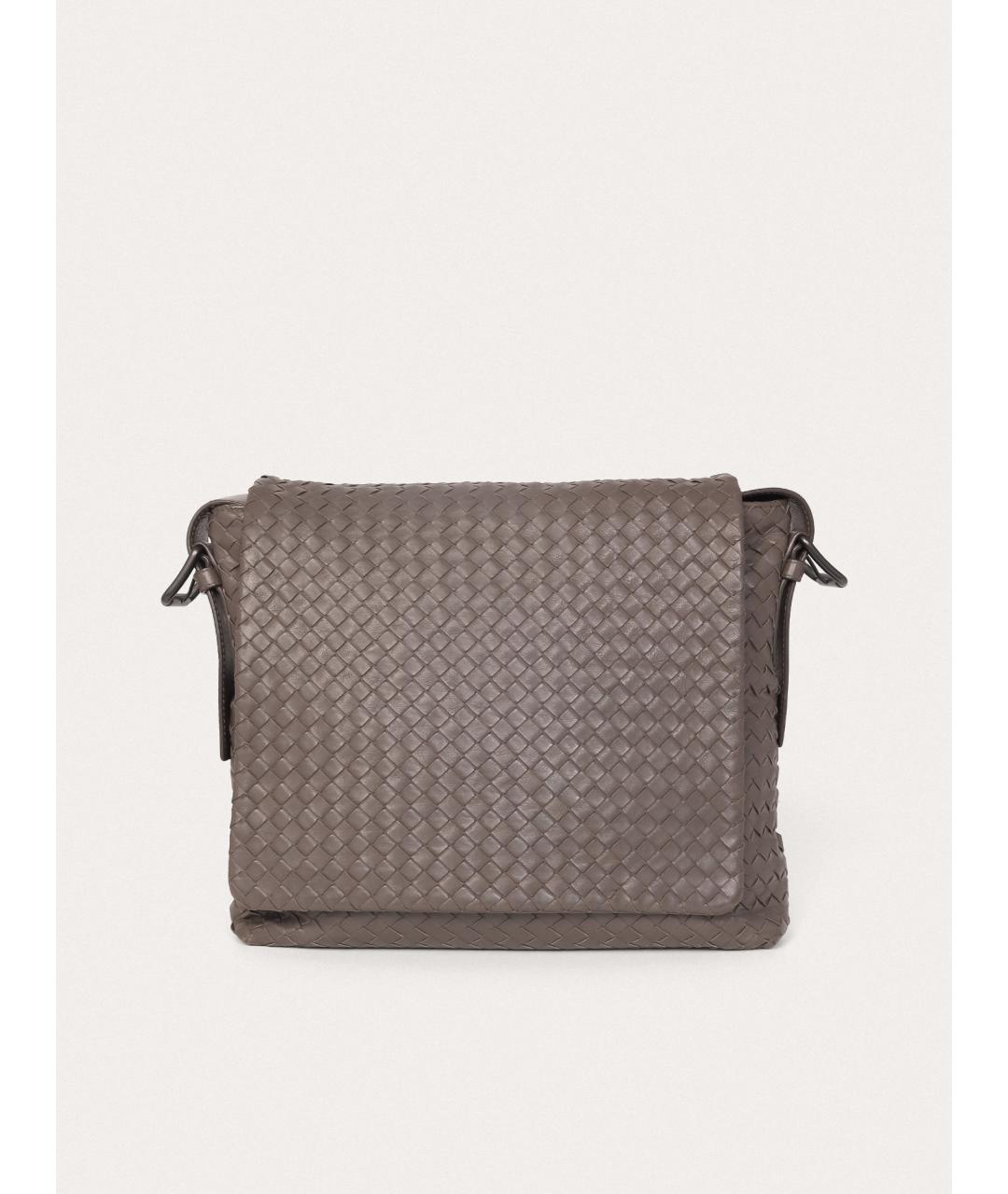 BOTTEGA VENETA Серая кожаная сумка на плечо, фото 9