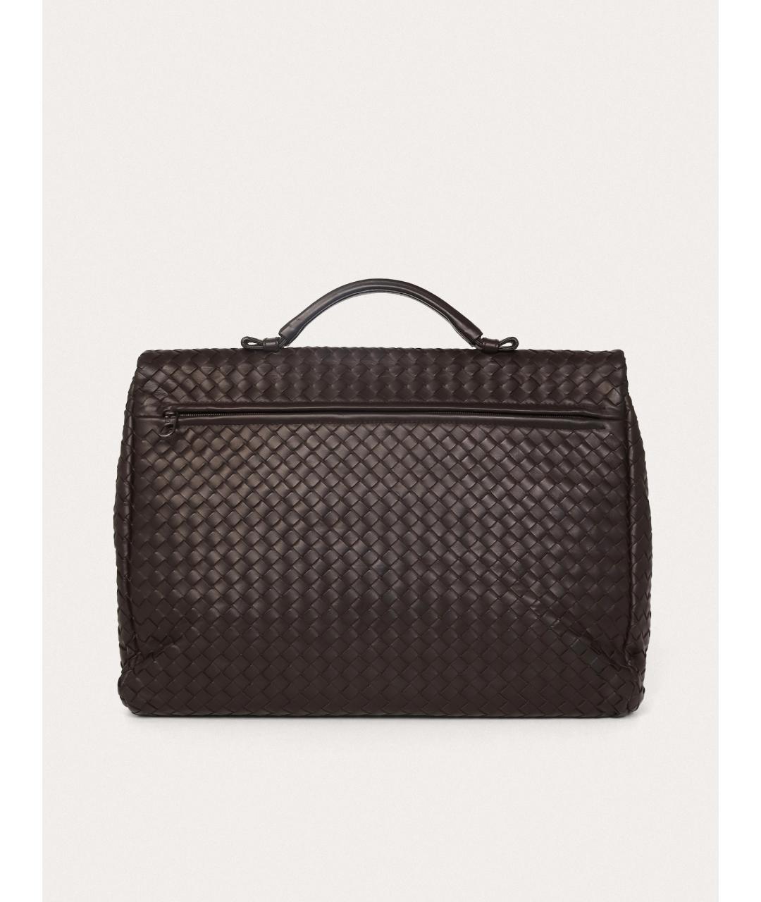 BOTTEGA VENETA Коричневый кожаный портфель, фото 3