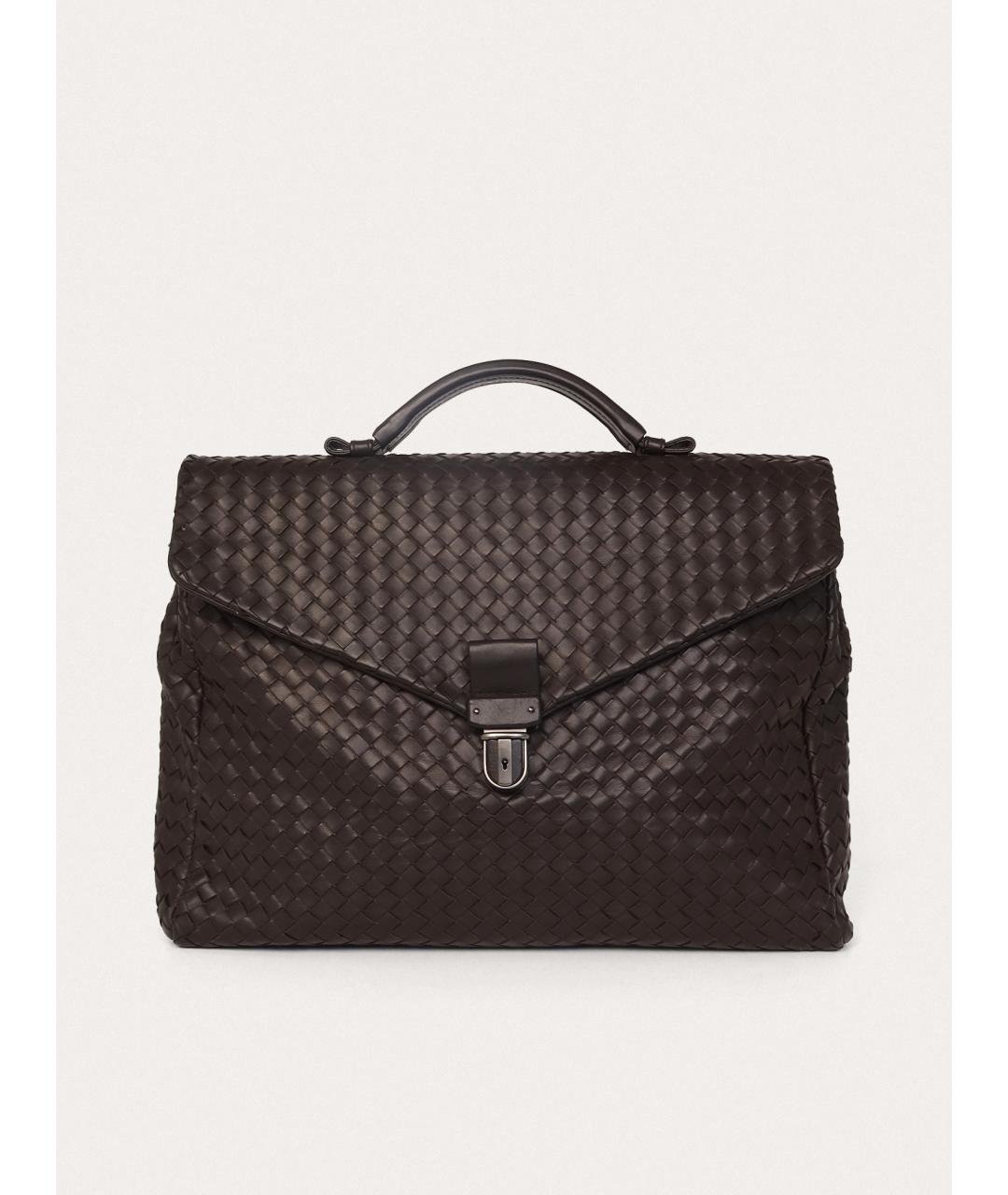 BOTTEGA VENETA Коричневый кожаный портфель, фото 9