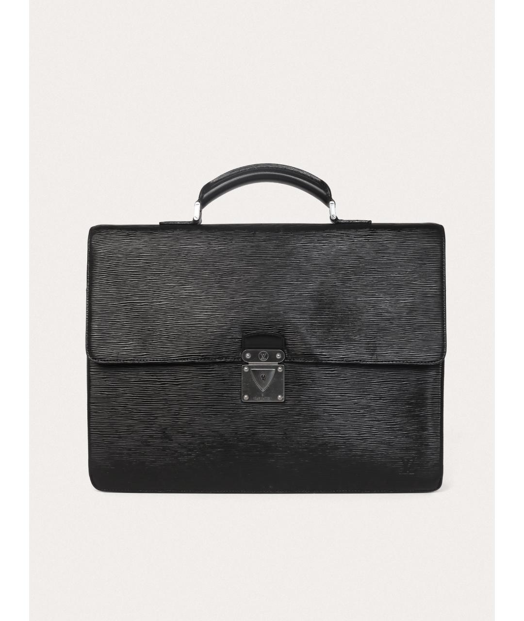 LOUIS VUITTON Черный кожаный портфель, фото 9