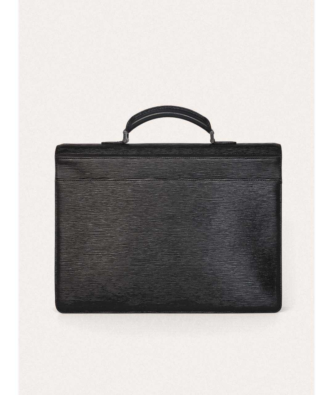 LOUIS VUITTON Черный кожаный портфель, фото 3
