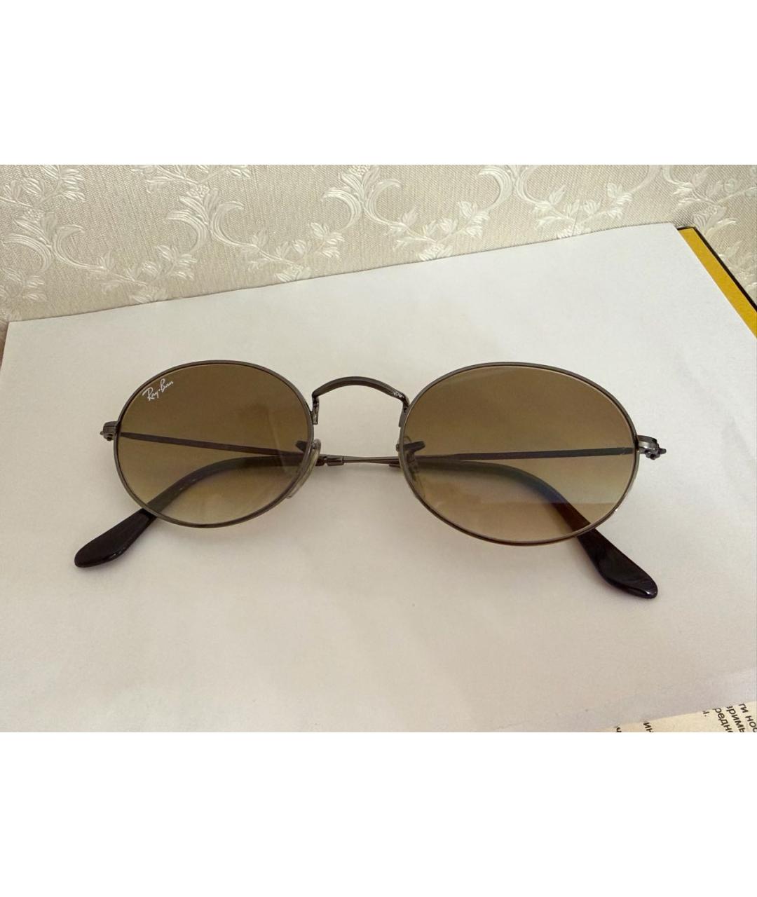 RAY BAN Коричневые металлические солнцезащитные очки, фото 8