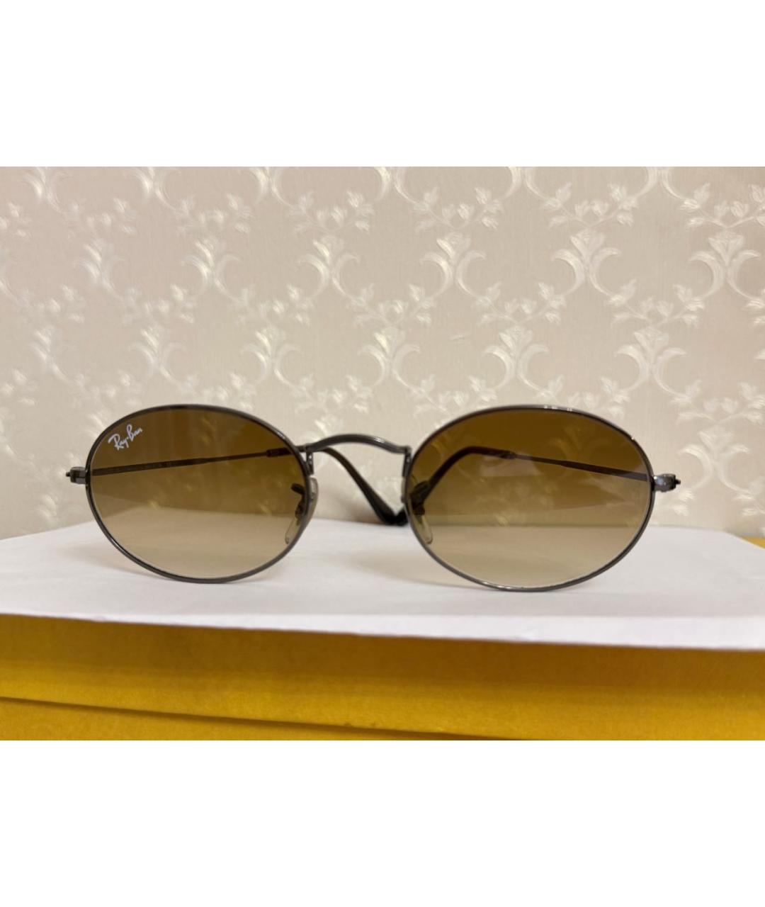 RAY BAN Коричневые металлические солнцезащитные очки, фото 9