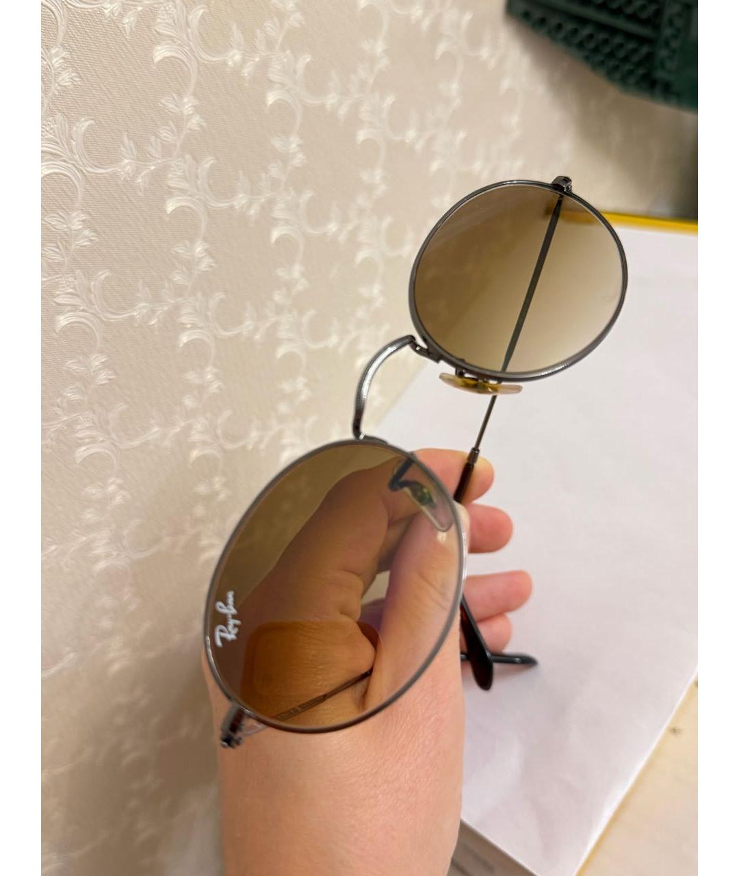RAY BAN Коричневые металлические солнцезащитные очки, фото 6