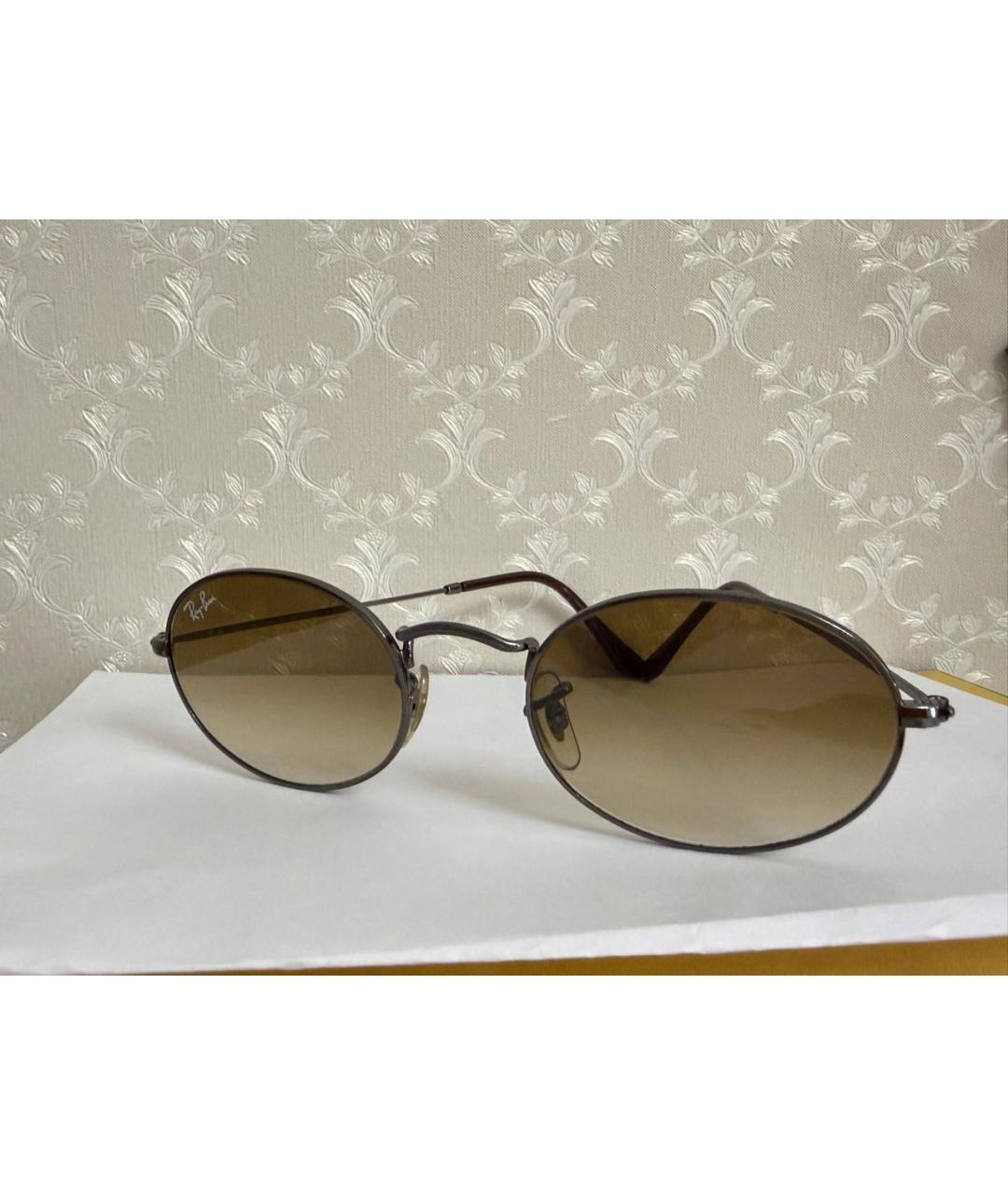 RAY BAN Коричневые металлические солнцезащитные очки, фото 7