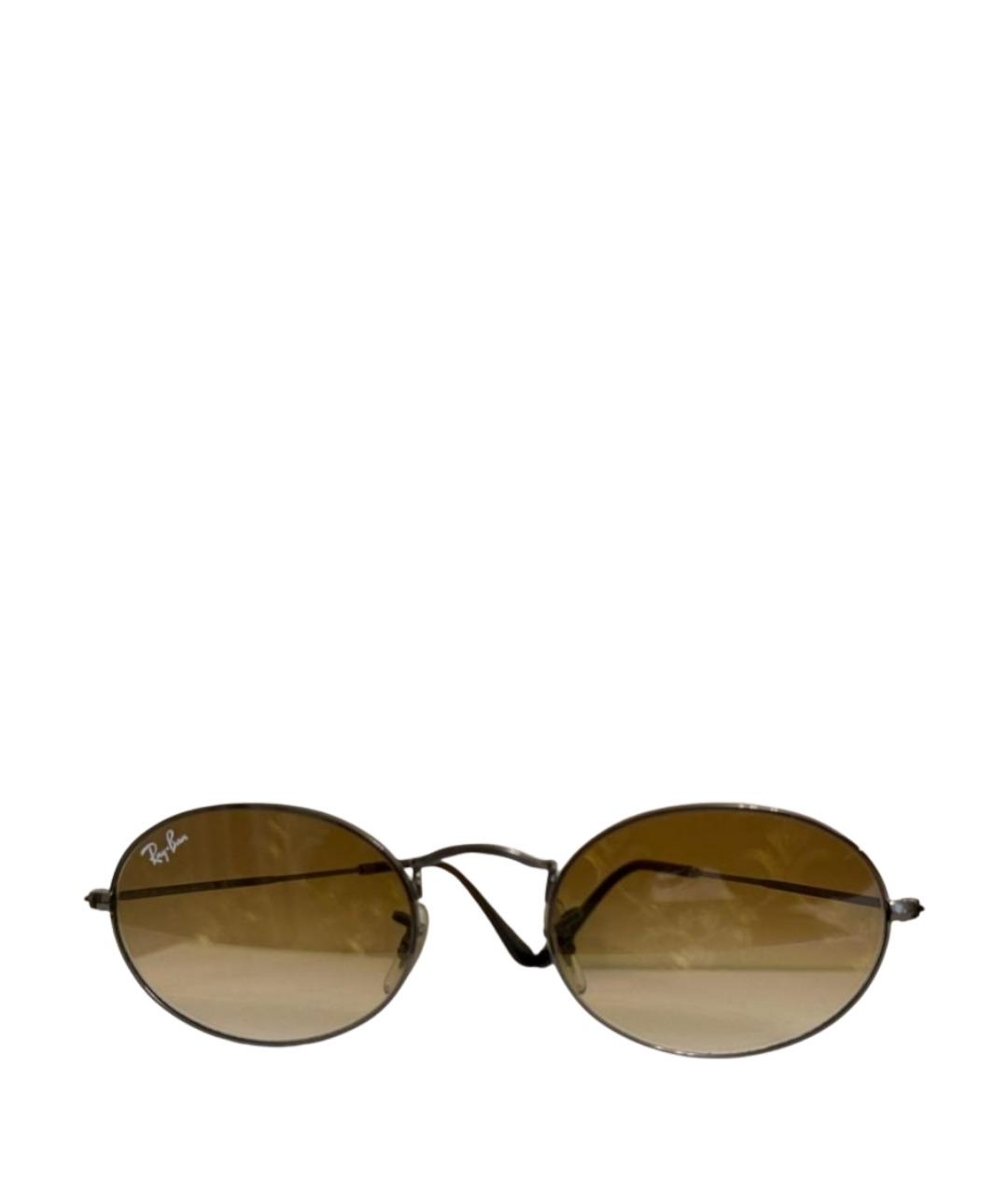 RAY BAN Коричневые металлические солнцезащитные очки, фото 1