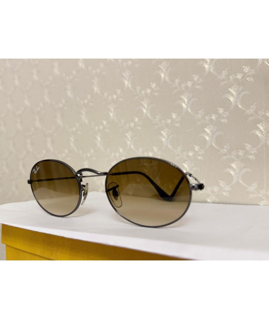 RAY BAN Коричневые металлические солнцезащитные очки, фото 2