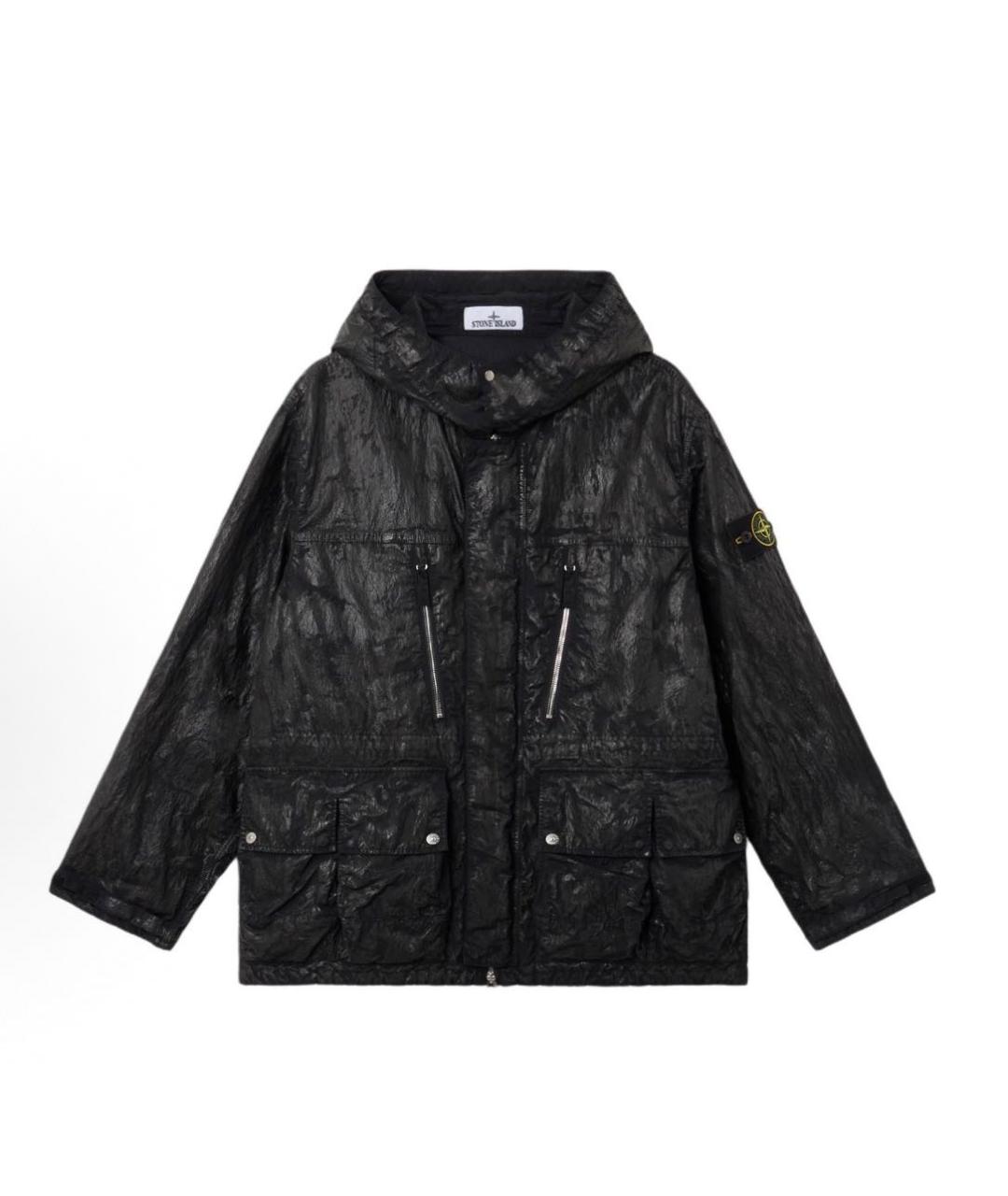 STONE ISLAND Черная полиуретановая куртка, фото 6