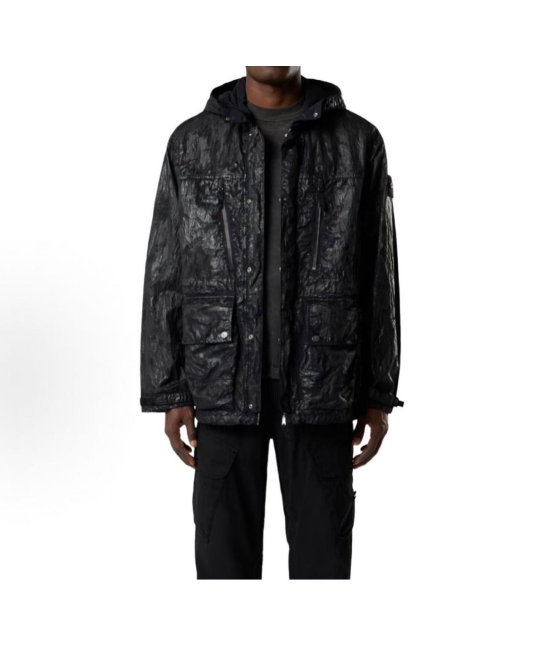 STONE ISLAND Черная полиуретановая куртка, фото 2