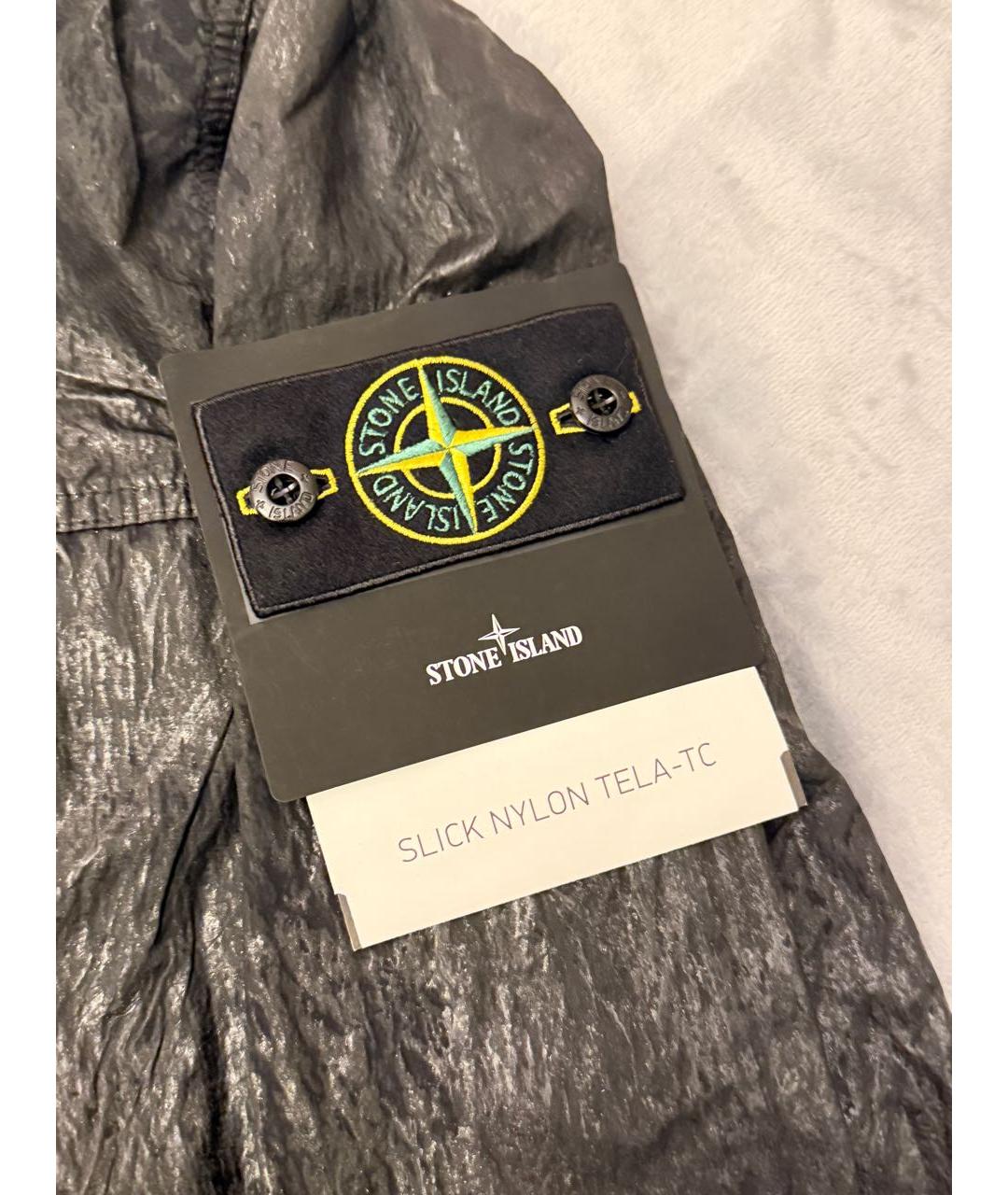 STONE ISLAND Черная полиуретановая куртка, фото 5