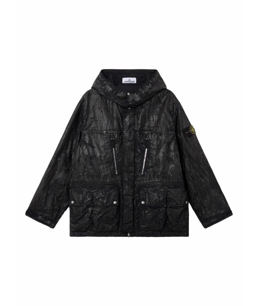 STONE ISLAND Черная полиуретановая куртка, фото 7