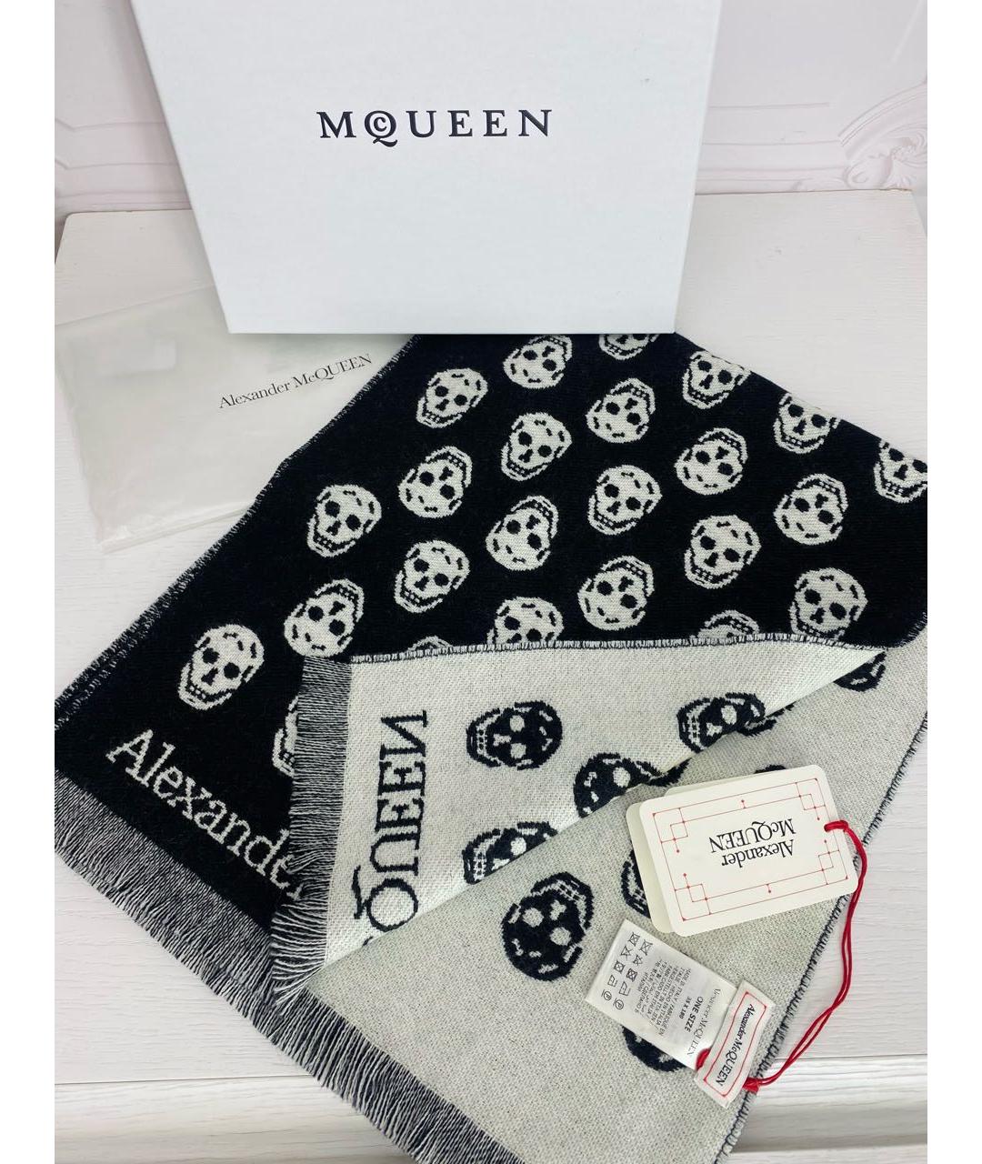 ALEXANDER MCQUEEN Черный шерстяной шарф, фото 2