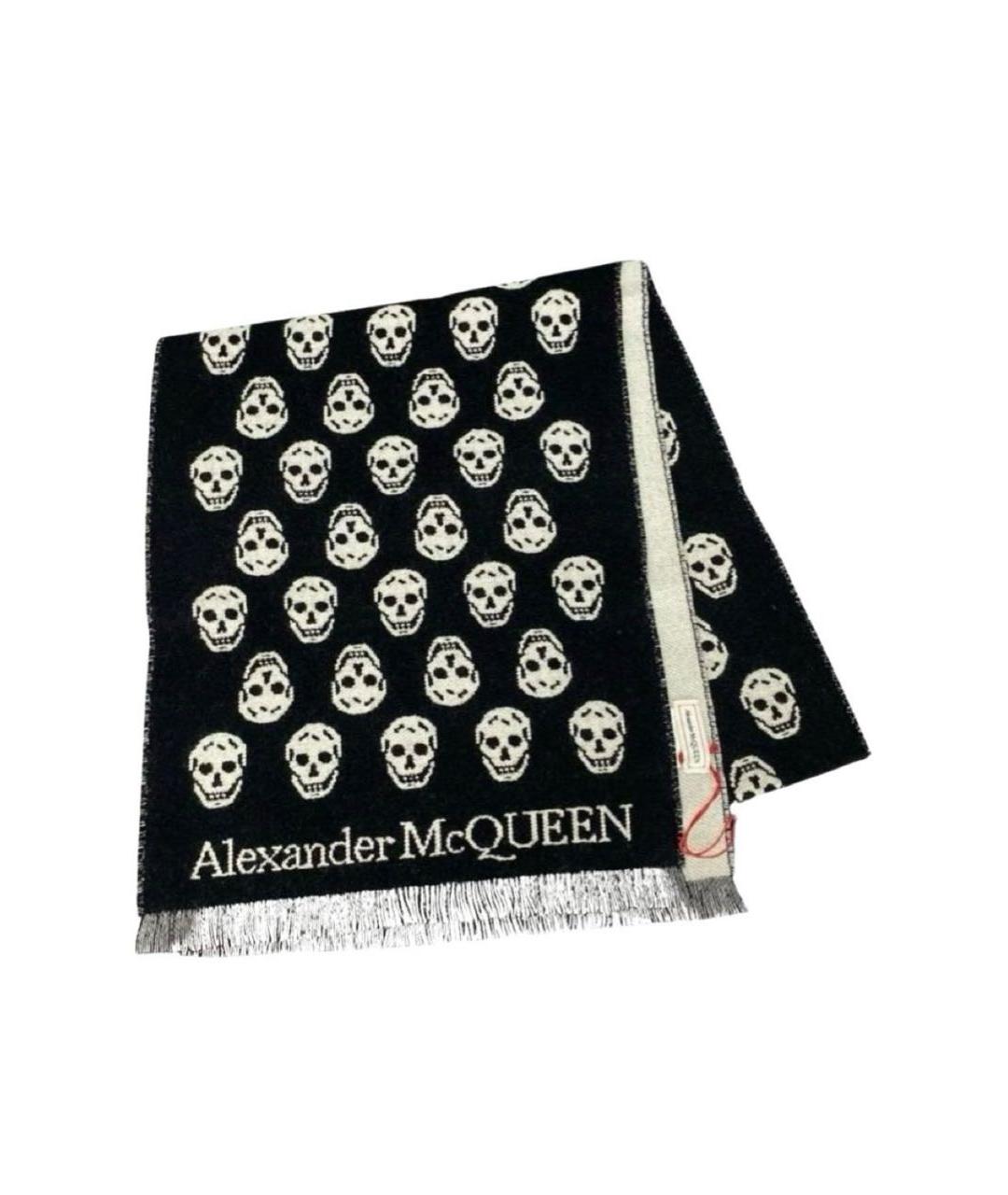 ALEXANDER MCQUEEN Черный шерстяной шарф, фото 9