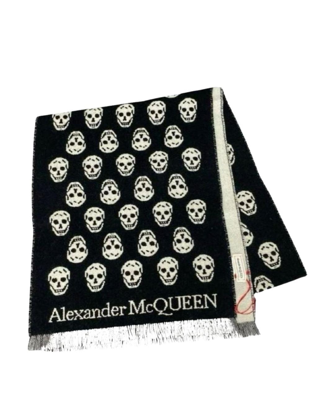 ALEXANDER MCQUEEN Черный шерстяной шарф, фото 1