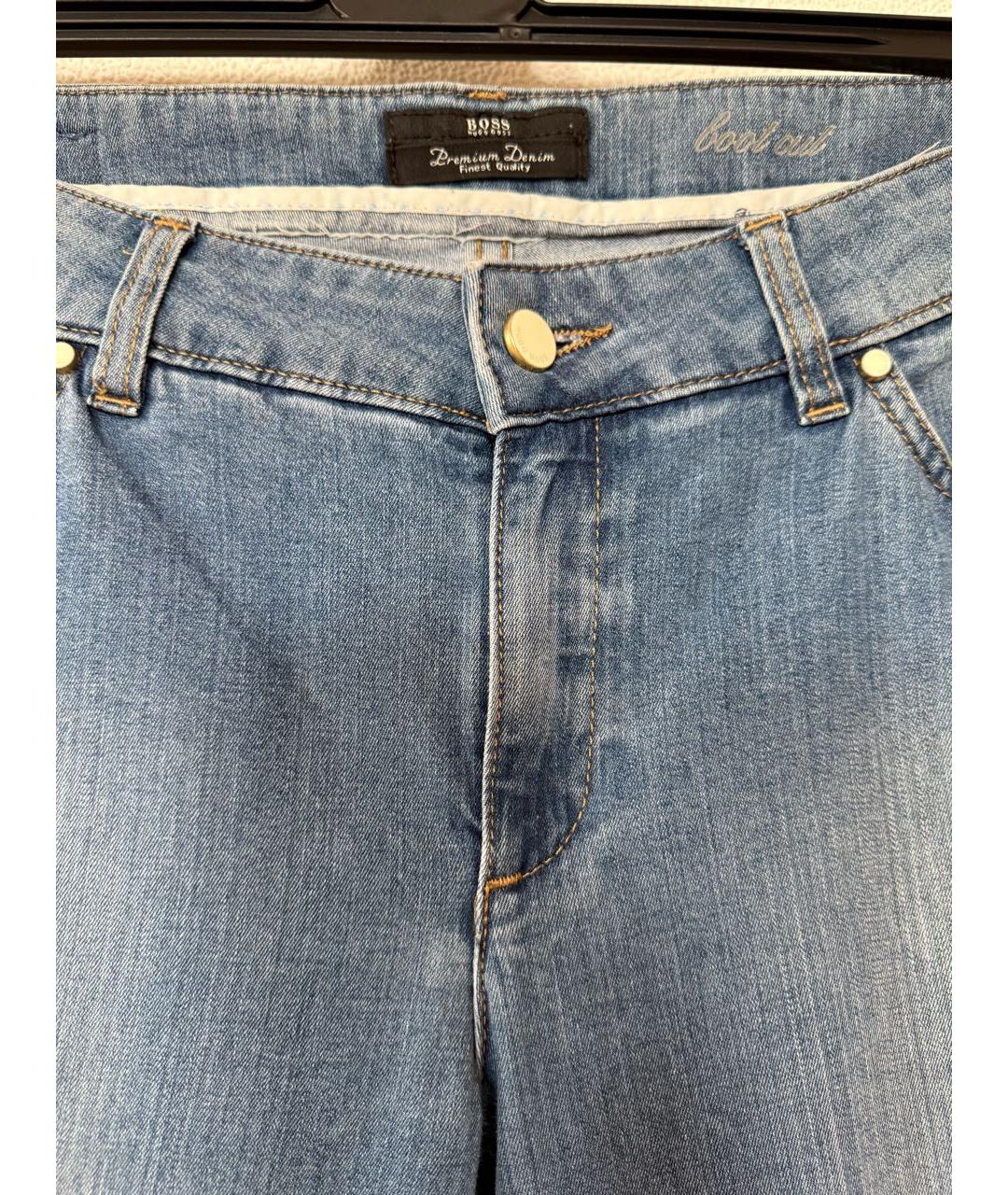 HUGO BOSS Голубые хлопко-эластановые прямые джинсы, фото 3