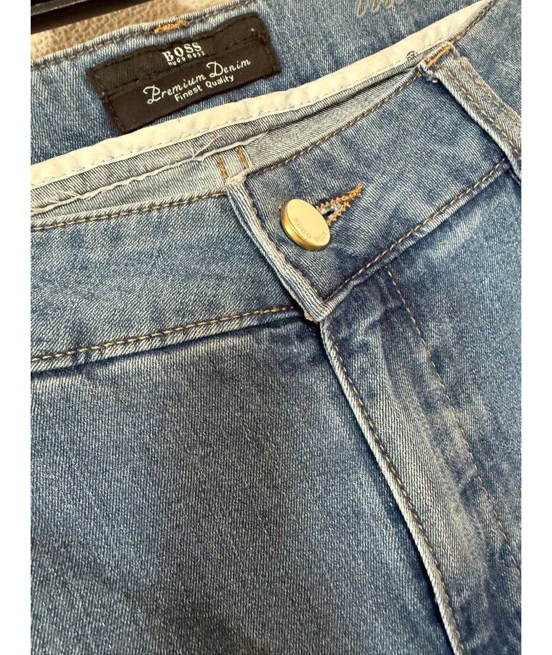 HUGO BOSS Голубые хлопко-эластановые прямые джинсы, фото 8