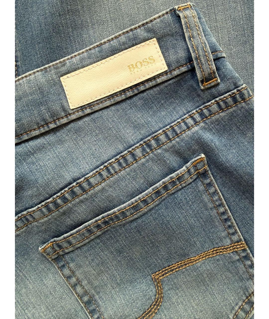 HUGO BOSS Голубые хлопко-эластановые прямые джинсы, фото 4