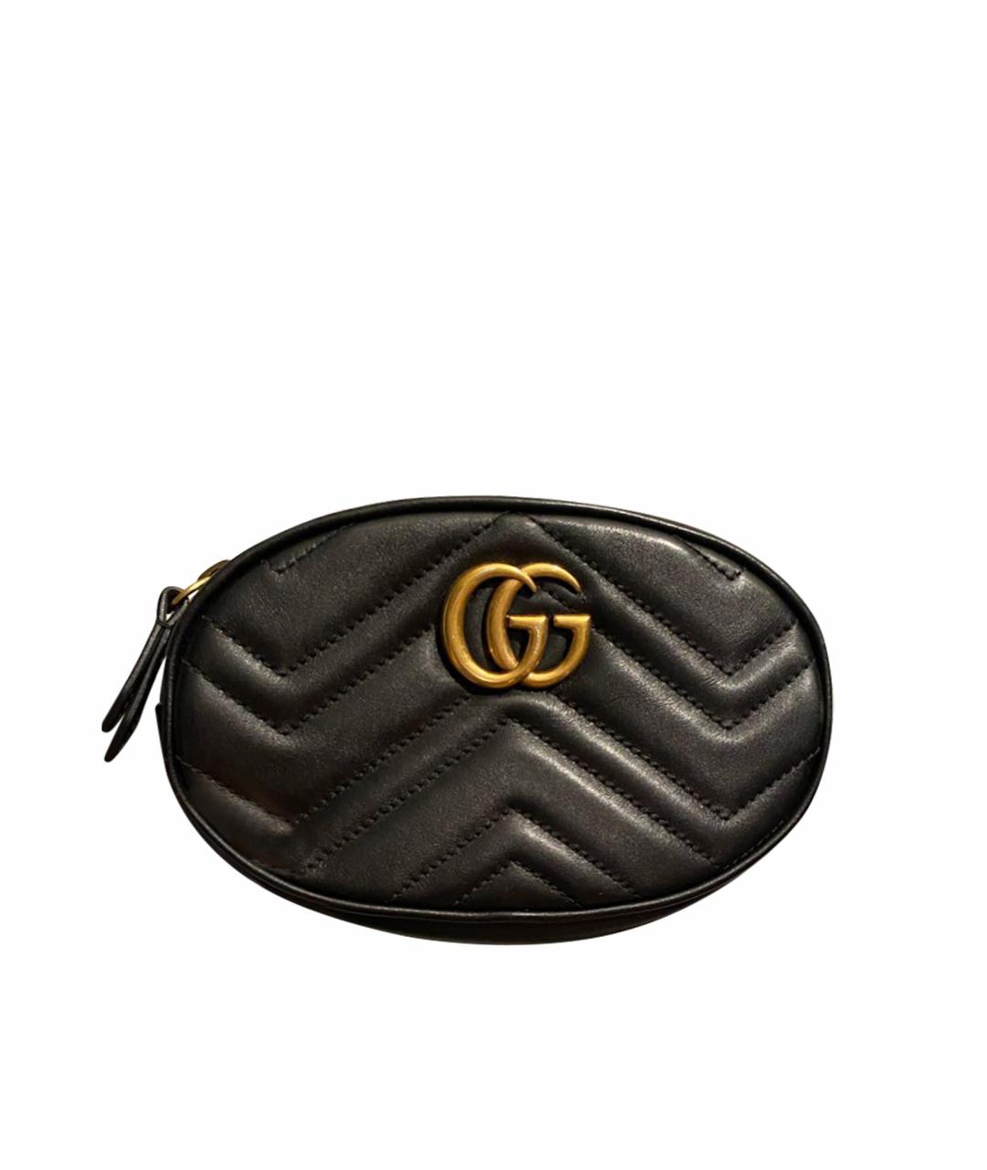 GUCCI Черная кожаная поясная сумка, фото 1