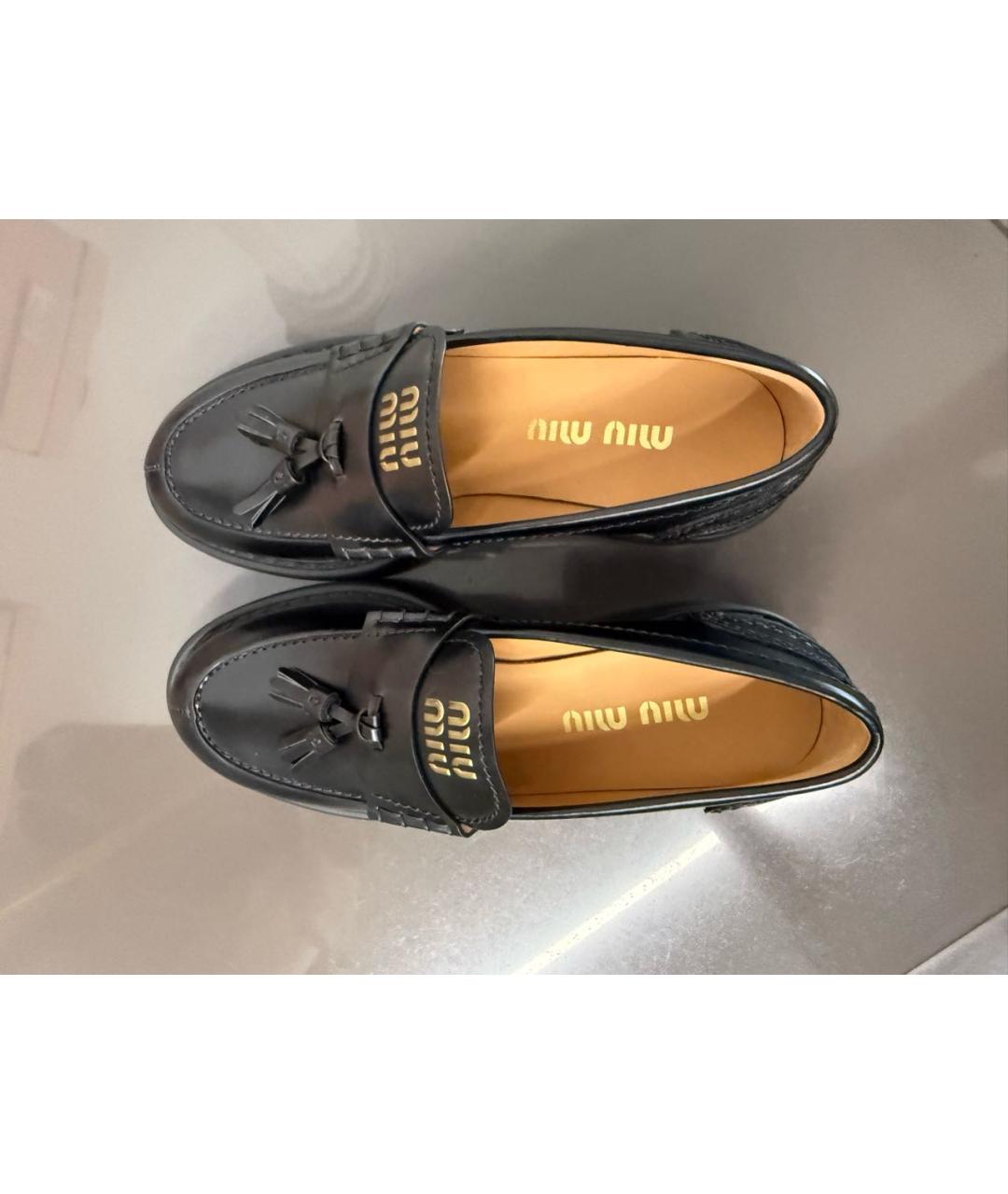 MIU MIU Черные кожаные лоферы, фото 3