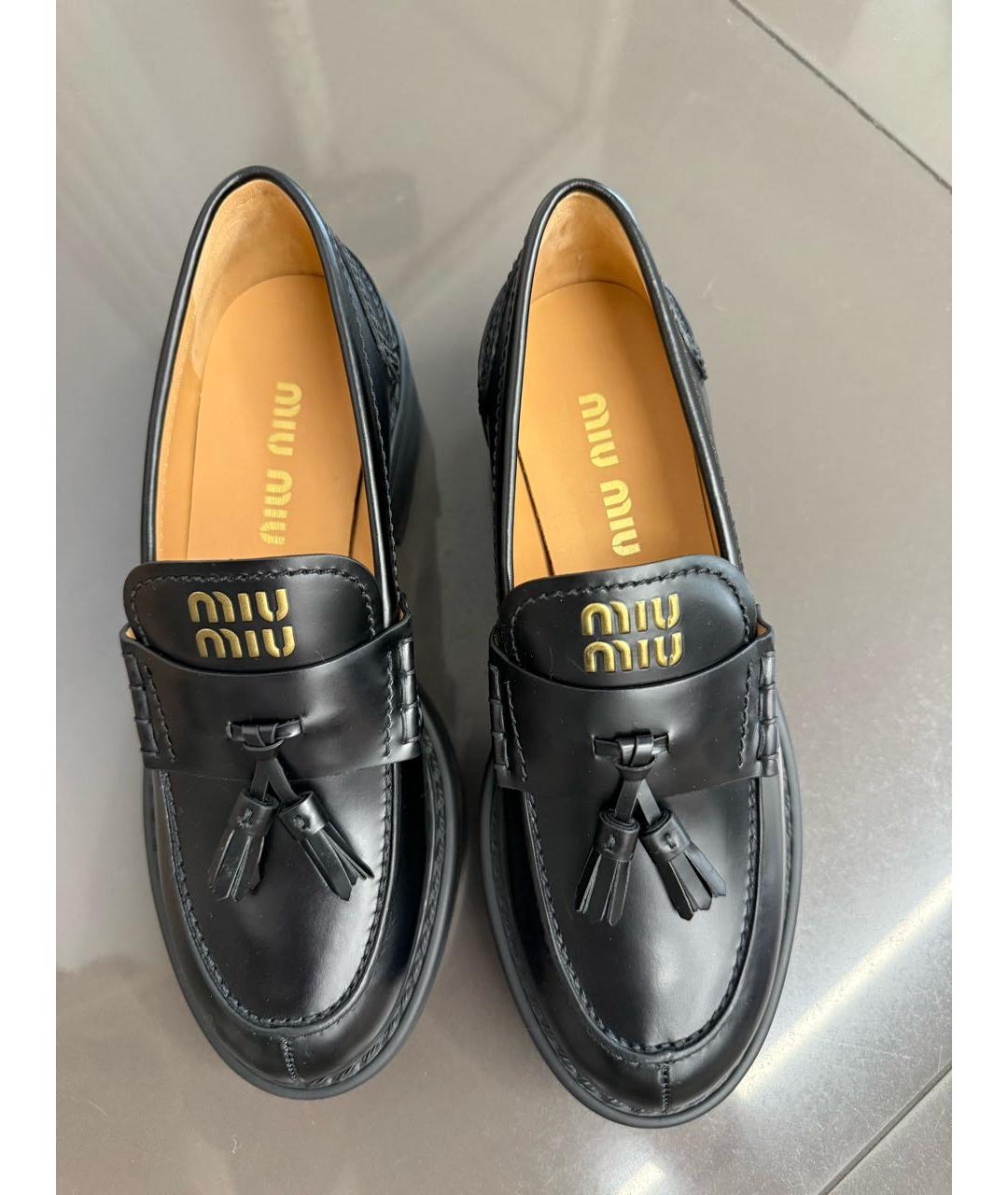 MIU MIU Черные кожаные лоферы, фото 2