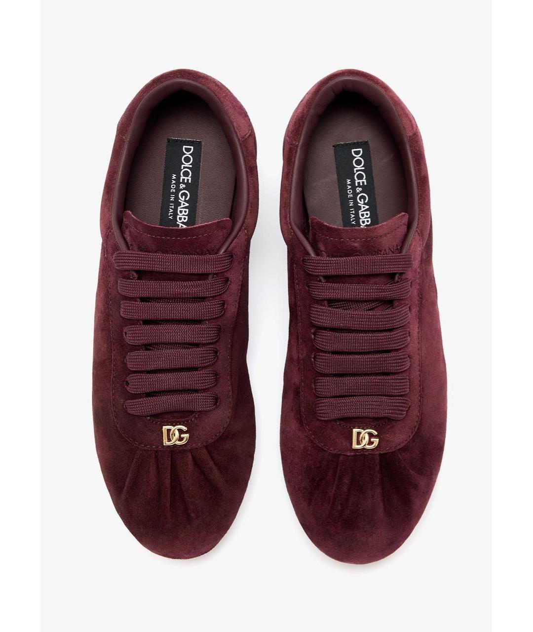 DOLCE&GABBANA Бордовые замшевые кеды, фото 2