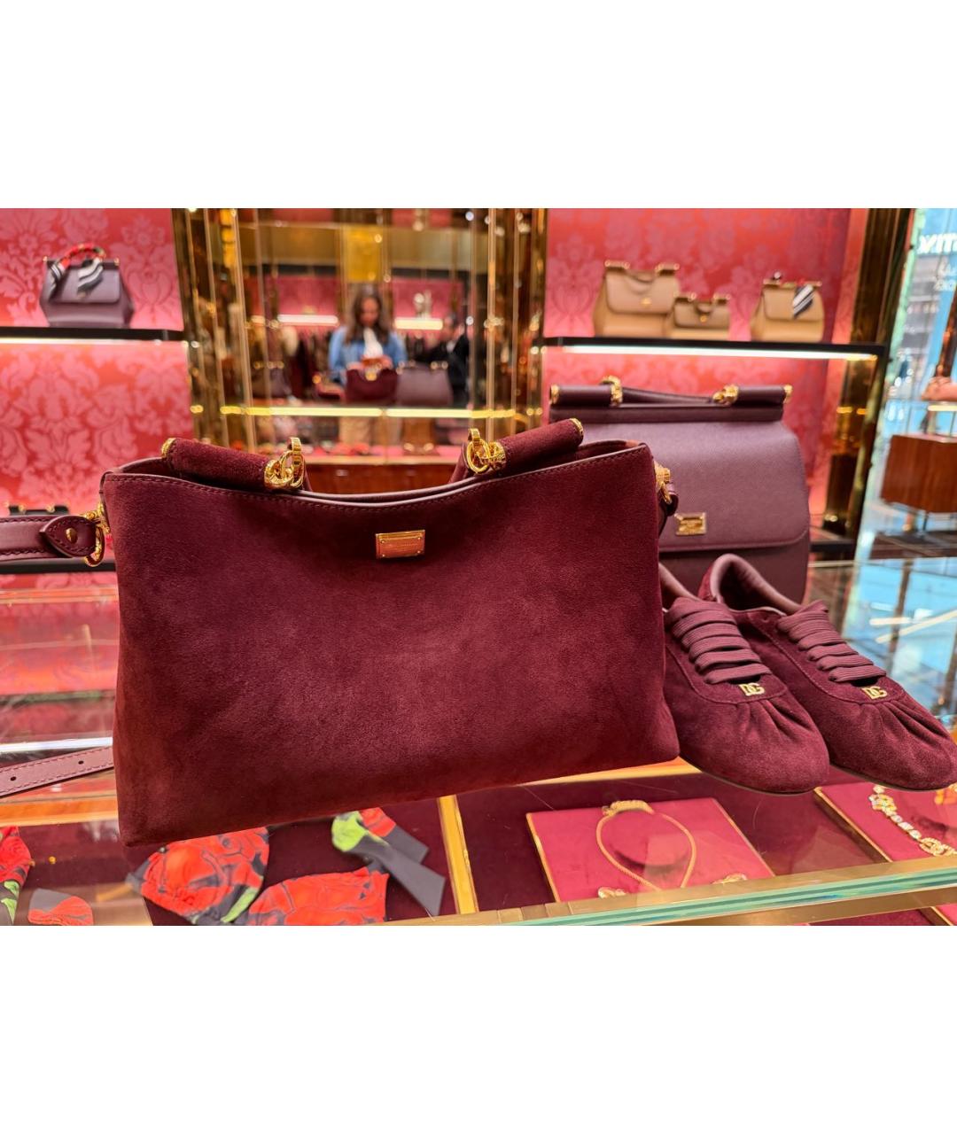 DOLCE&GABBANA Бордовые замшевые кеды, фото 3
