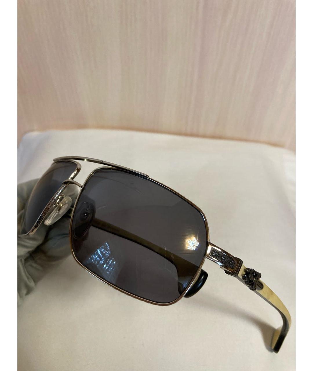 CHROME HEARTS Бежевые деревянные солнцезащитные очки, фото 8
