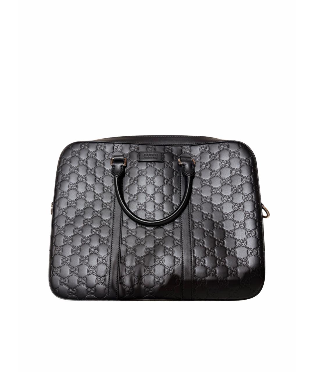 GUCCI Черный кожаный портфель, фото 1