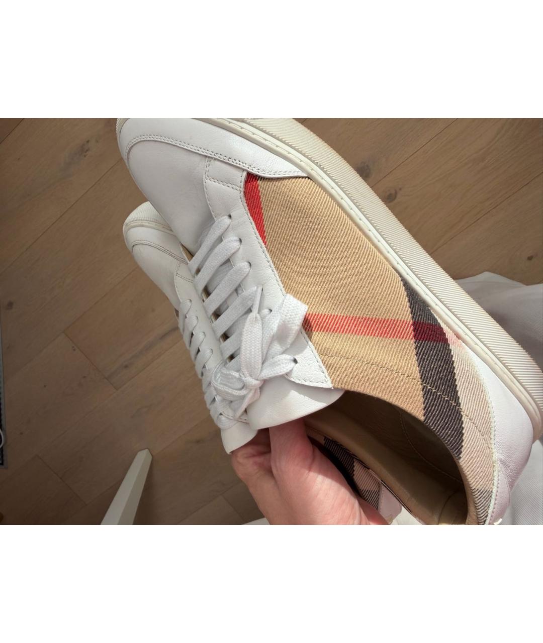 BURBERRY Белые кожаные кеды, фото 5