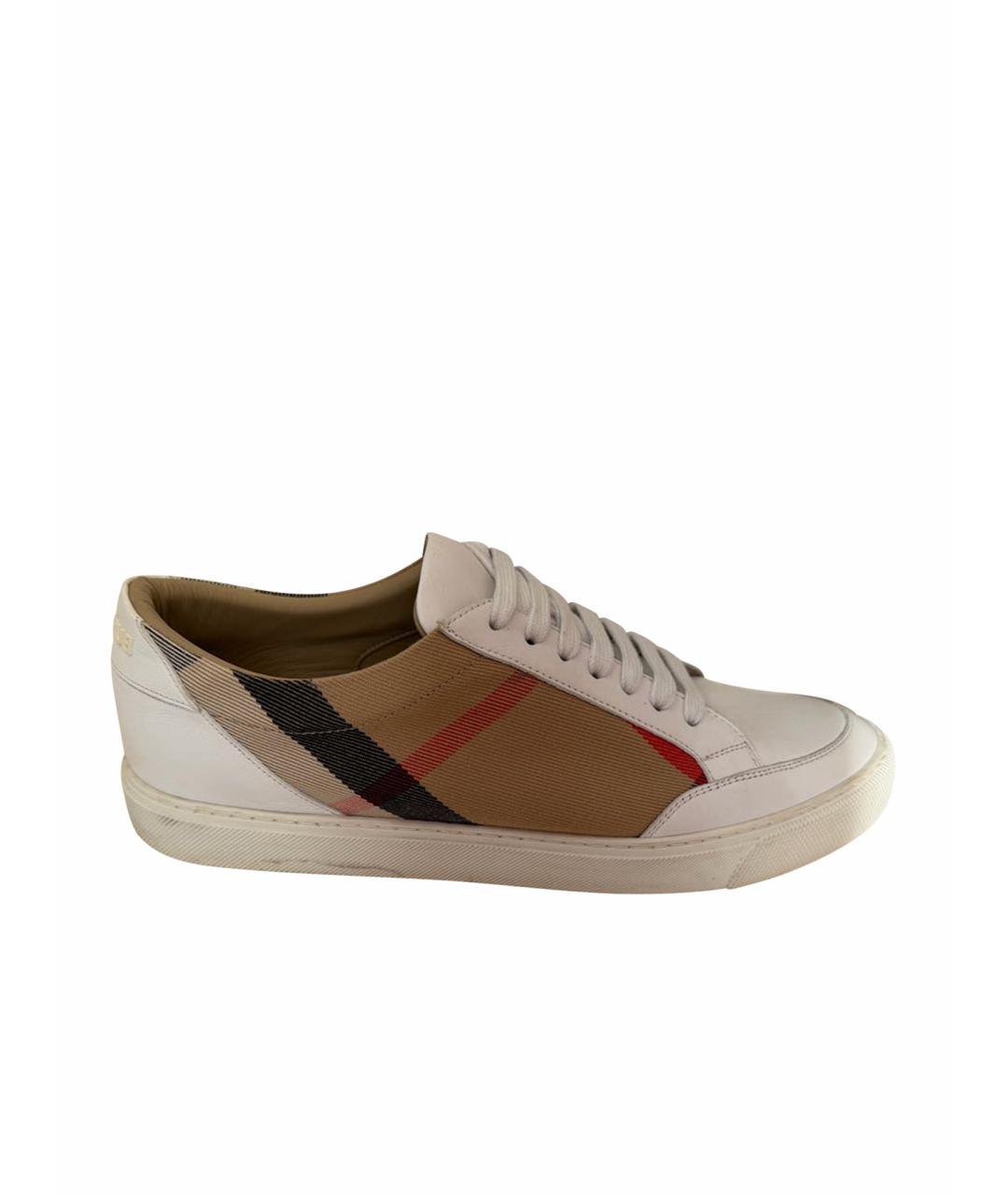 BURBERRY Белые кожаные кеды, фото 1