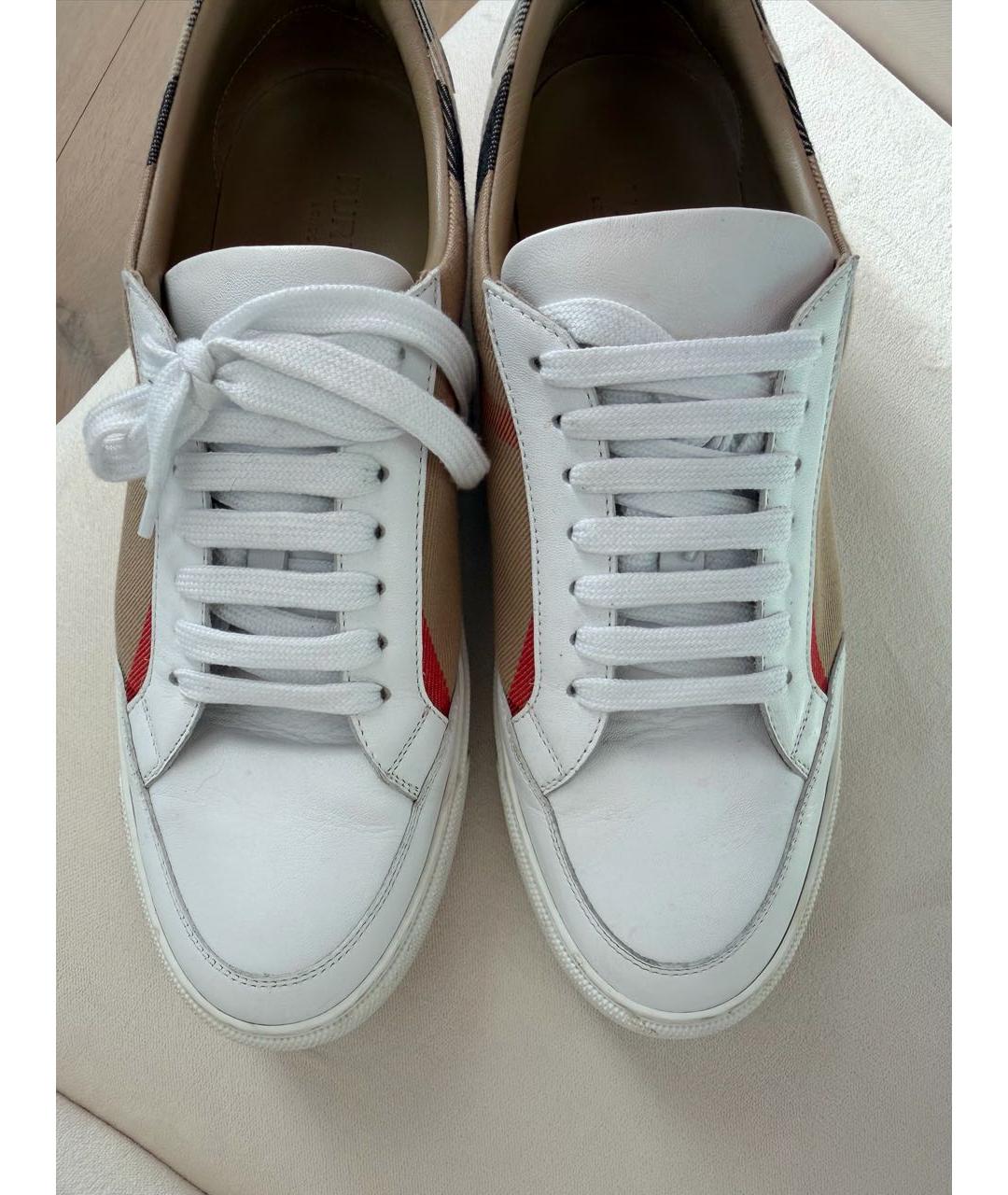 BURBERRY Белые кожаные кеды, фото 3