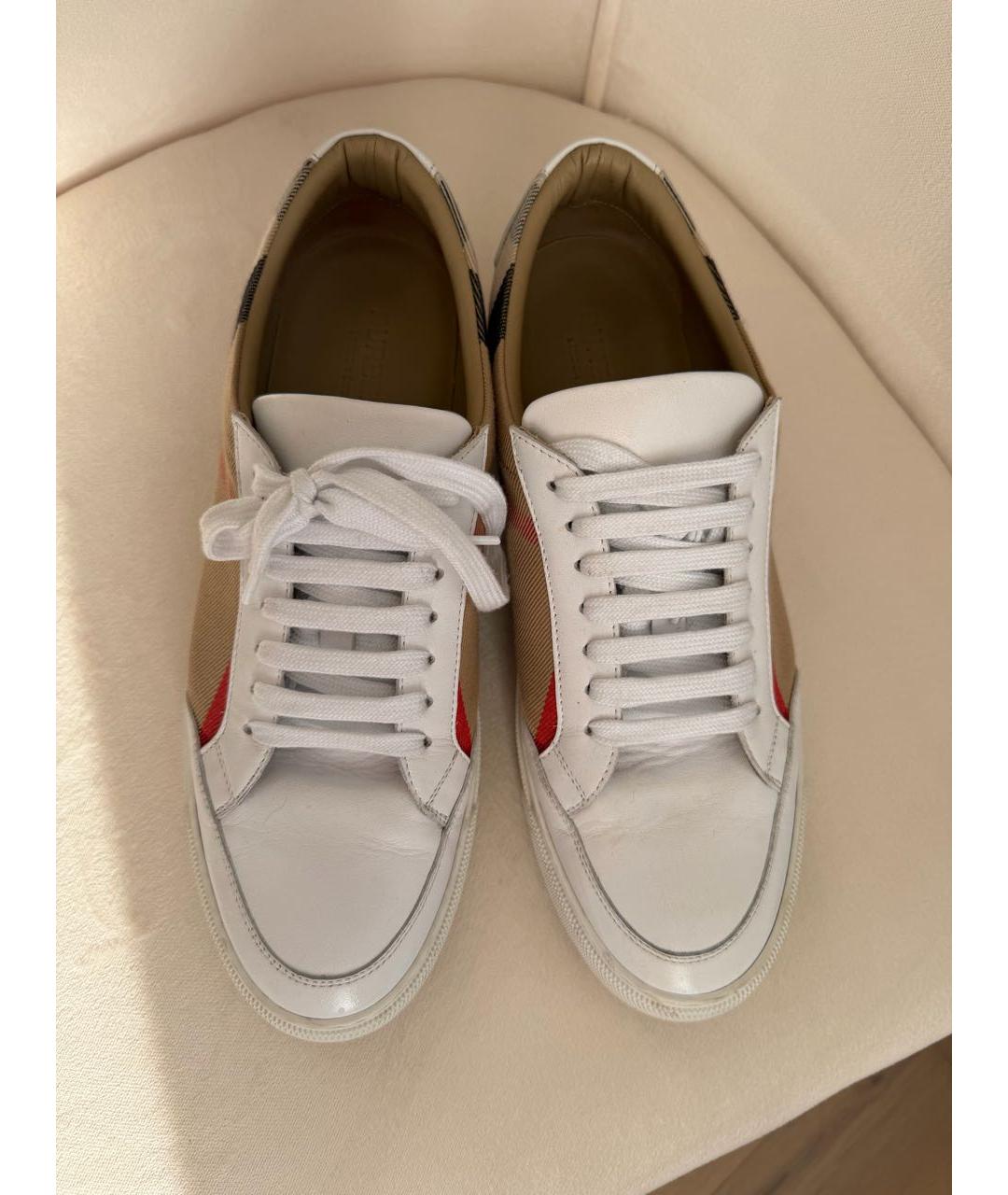 BURBERRY Белые кожаные кеды, фото 2