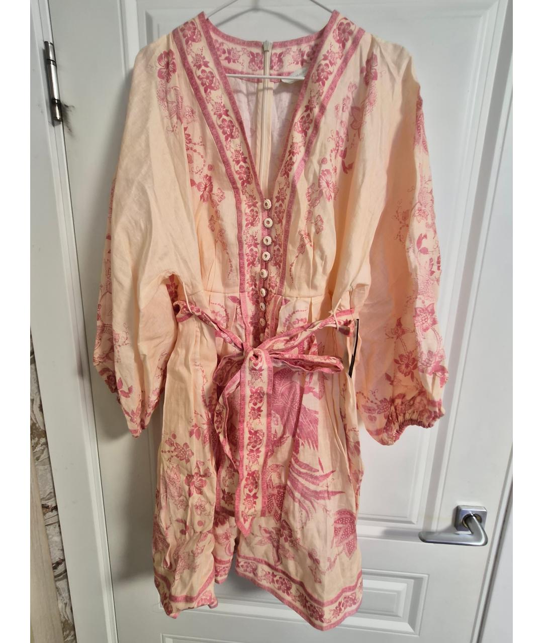 ZIMMERMANN Бежевое хлопковое коктейльное платье, фото 6