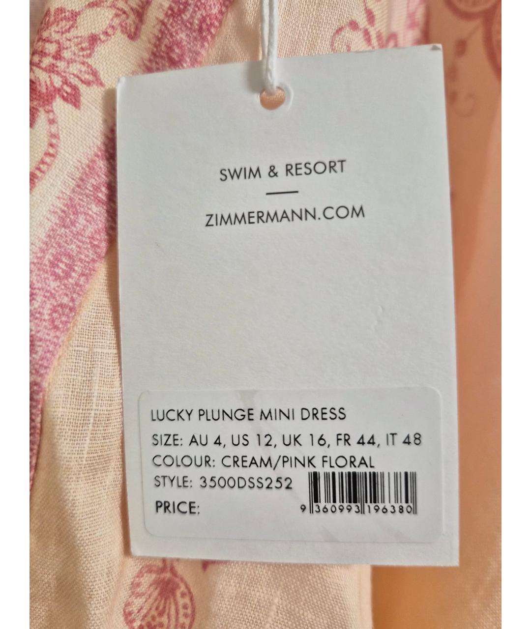 ZIMMERMANN Бежевое хлопковое коктейльное платье, фото 4