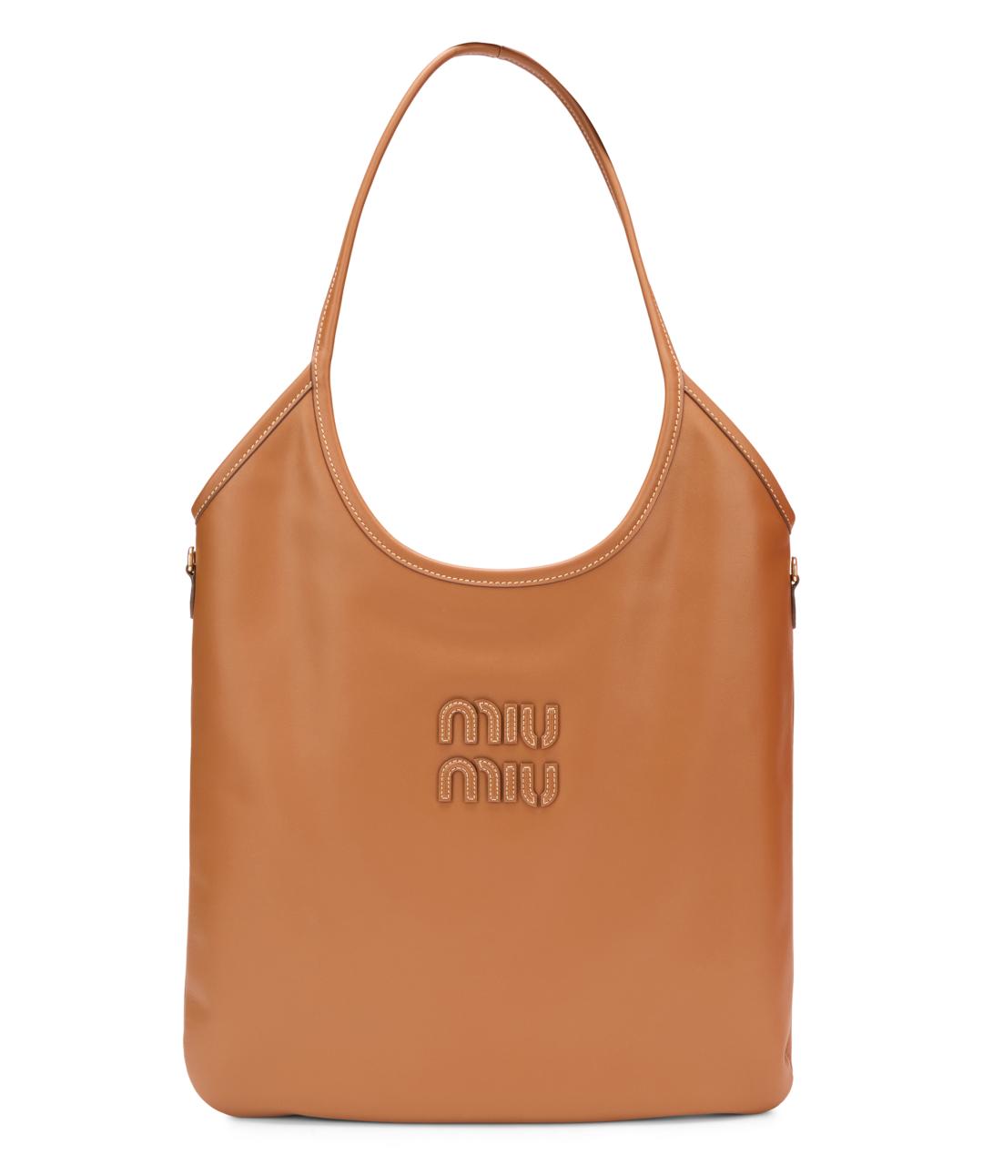 MIU MIU Коричневая кожаная сумка тоут, фото 1