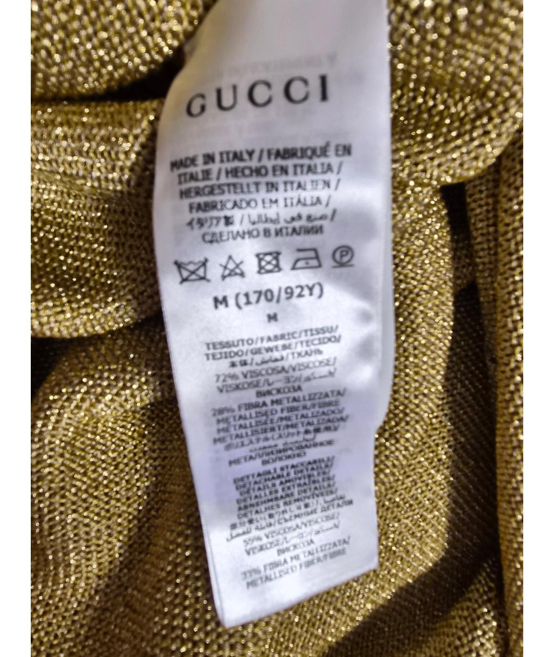 GUCCI Золотое вискозное вечернее платье, фото 6