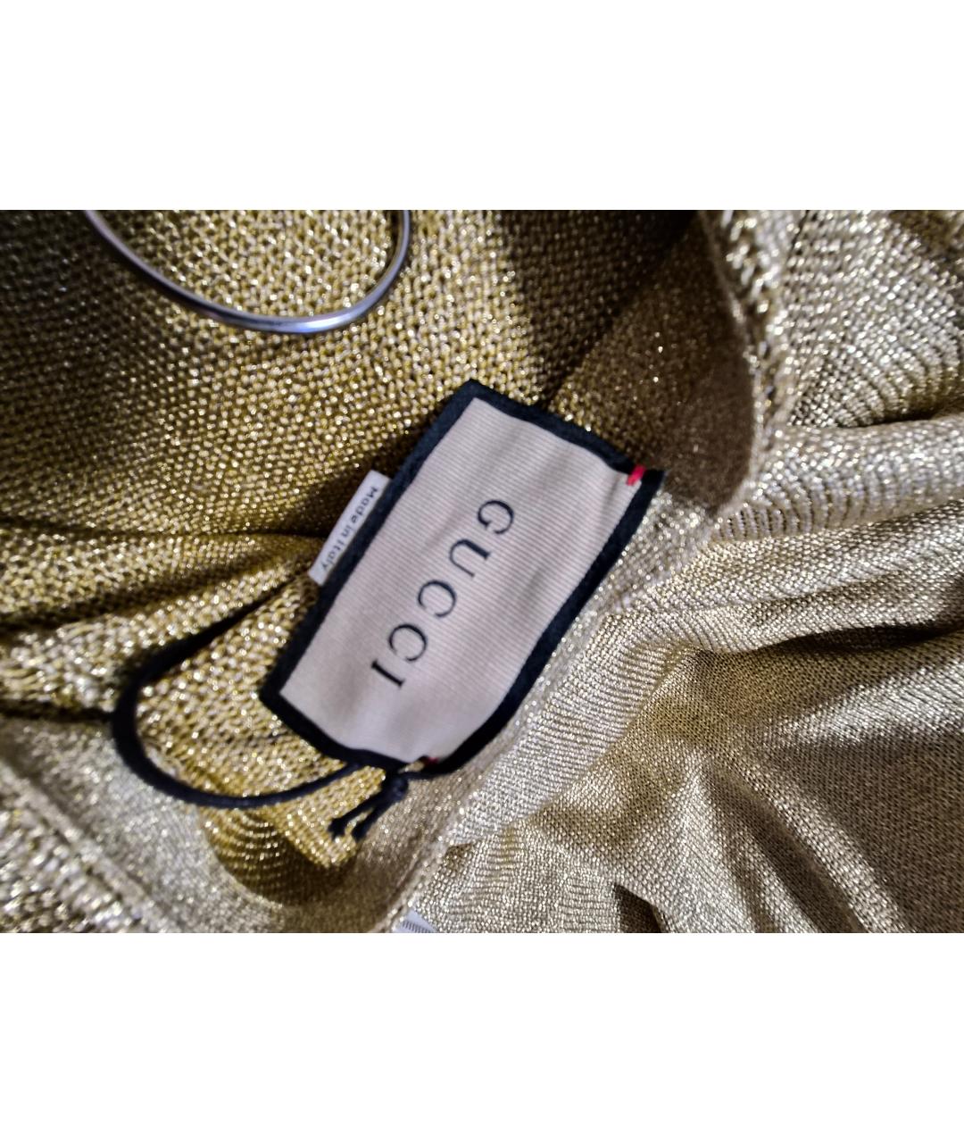 GUCCI Золотое вискозное вечернее платье, фото 4