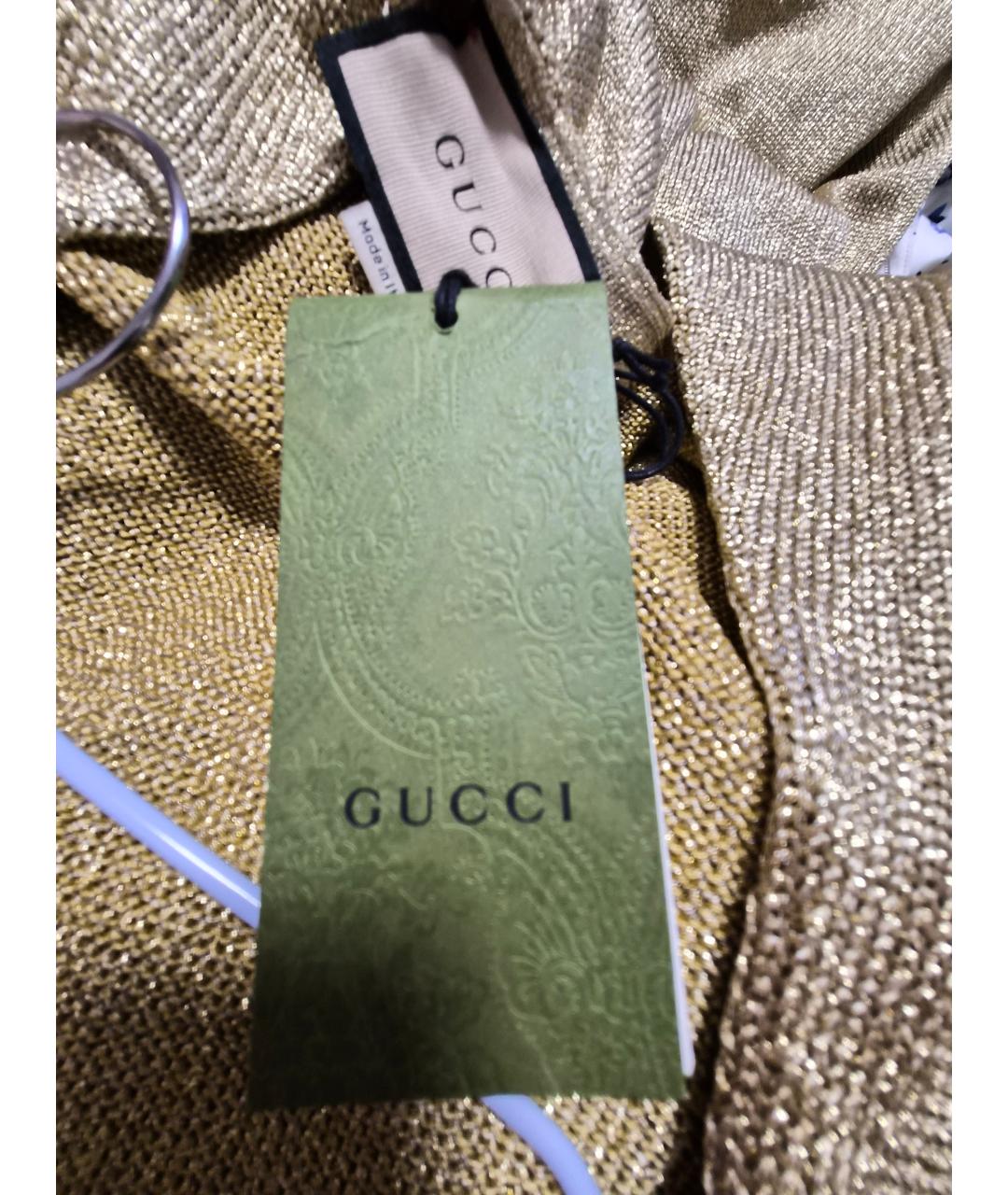 GUCCI Золотое вискозное вечернее платье, фото 5