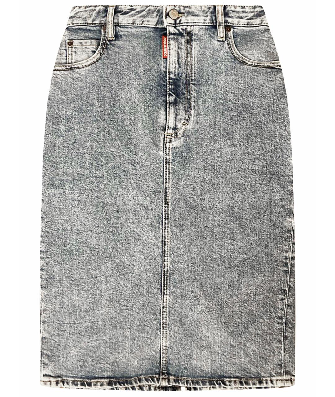 DSQUARED2 Голубая хлопковая юбка миди, фото 1