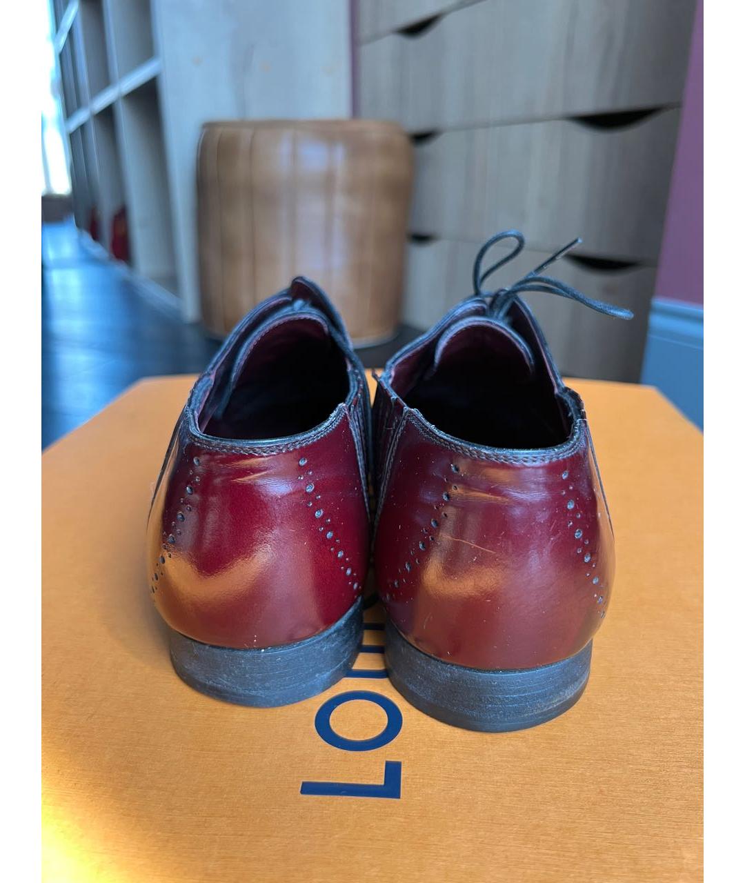 LOUIS VUITTON PRE-OWNED Бордовые кожаные низкие ботинки, фото 4