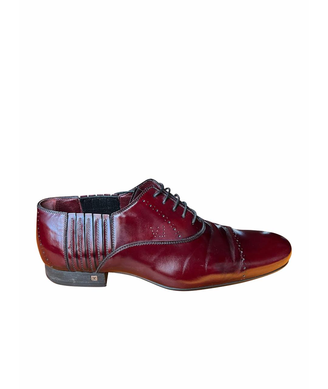 LOUIS VUITTON Бордовые кожаные низкие ботинки, фото 1