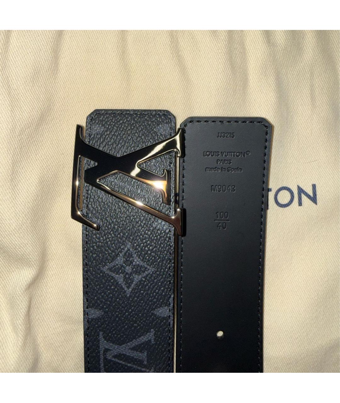LOUIS VUITTON Черный кожаный ремень, фото 2