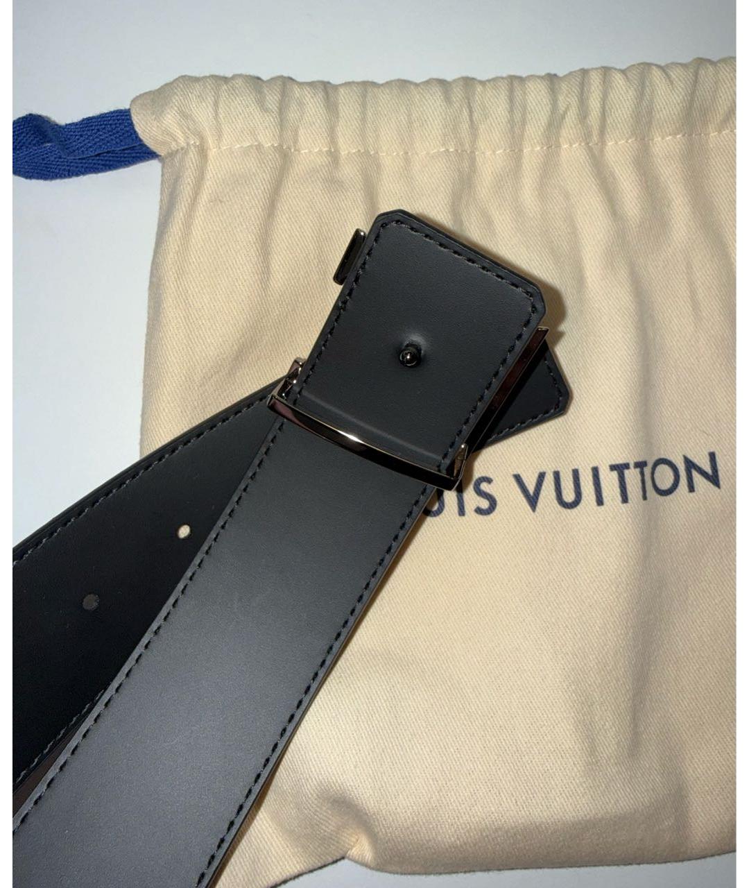 LOUIS VUITTON Черный кожаный ремень, фото 3