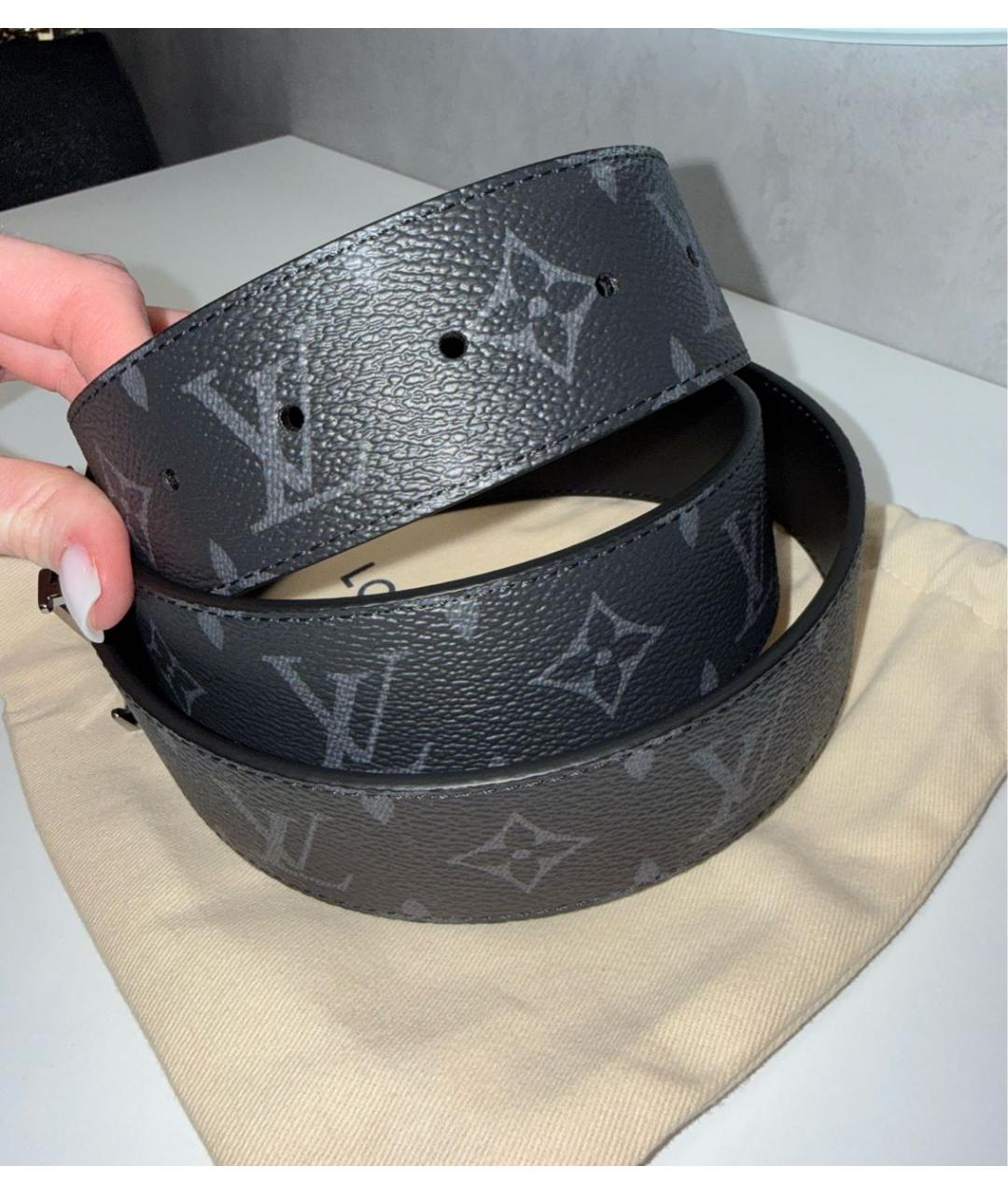 LOUIS VUITTON Черный кожаный ремень, фото 4