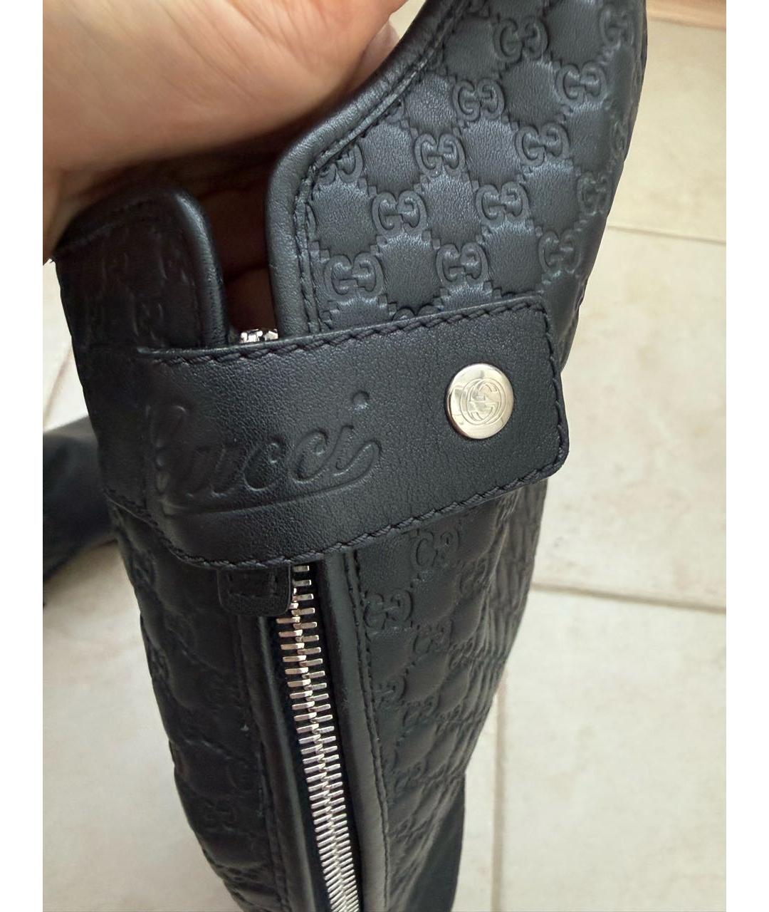 GUCCI Черные кожаные сапоги, фото 5