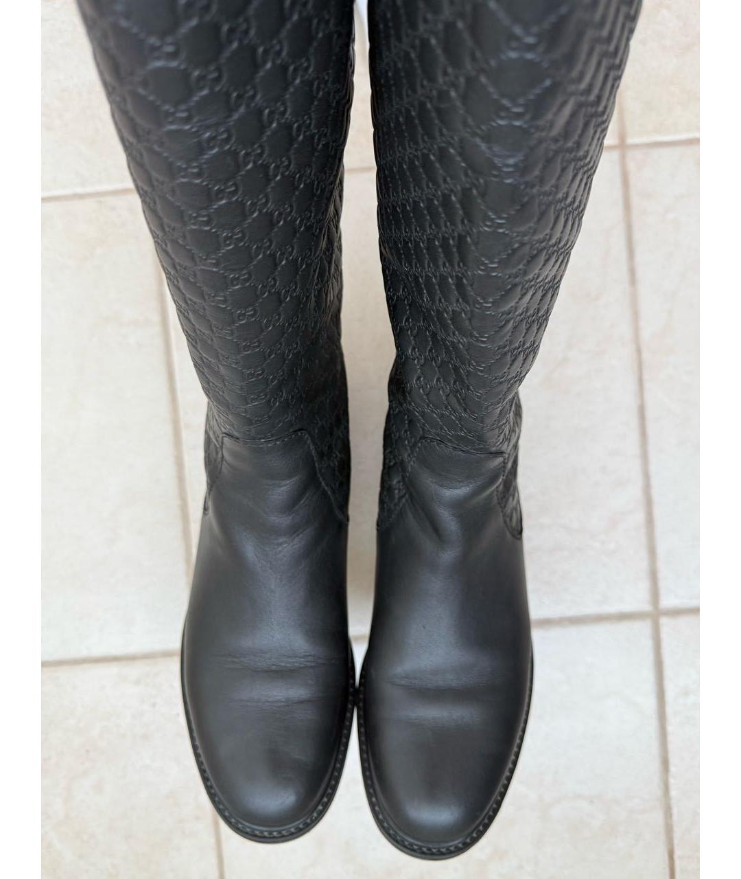 GUCCI Черные кожаные сапоги, фото 3