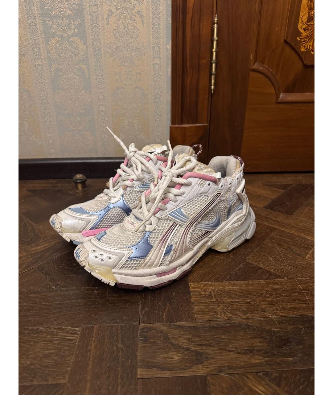 BALENCIAGA Розовые текстильные высокие кроссовки / кеды, фото 2