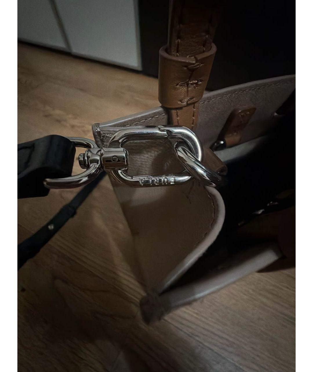 FURLA Бежевая кожаная сумка через плечо, фото 4